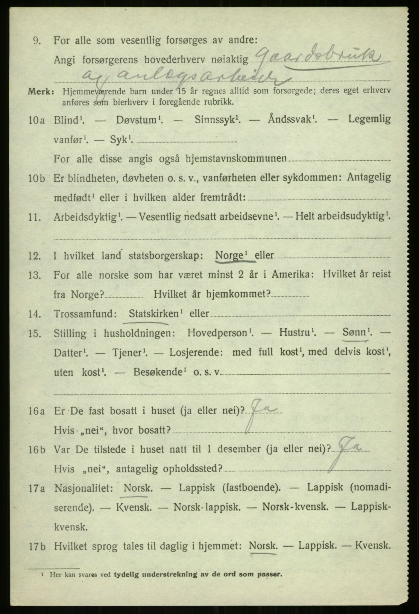 SATØ, 1920 census for Balsfjord, 1920, p. 3245