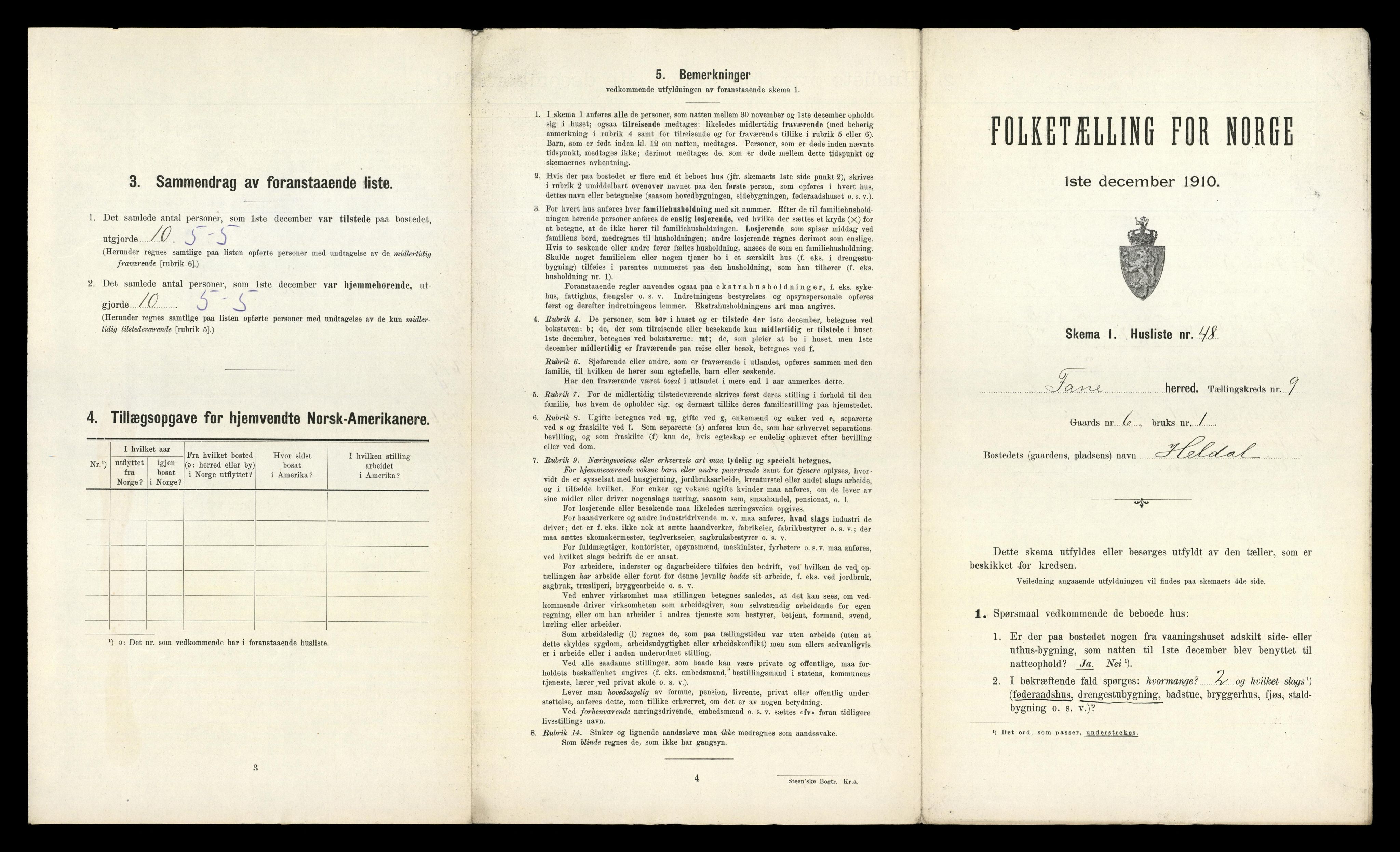 RA, 1910 census for Fana, 1910, p. 1027