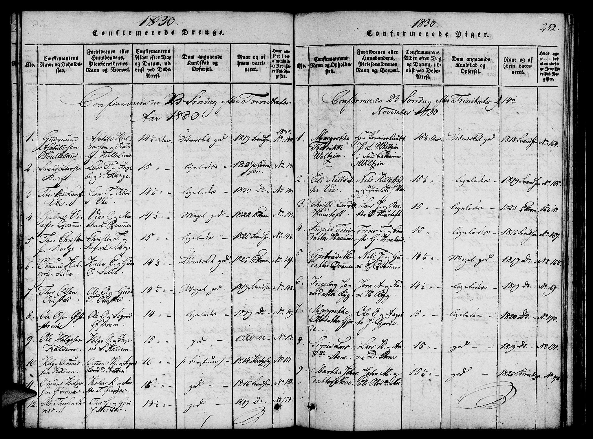 Etne sokneprestembete, SAB/A-75001/H/Haa: Parish register (official) no. A 6, 1815-1831, p. 252