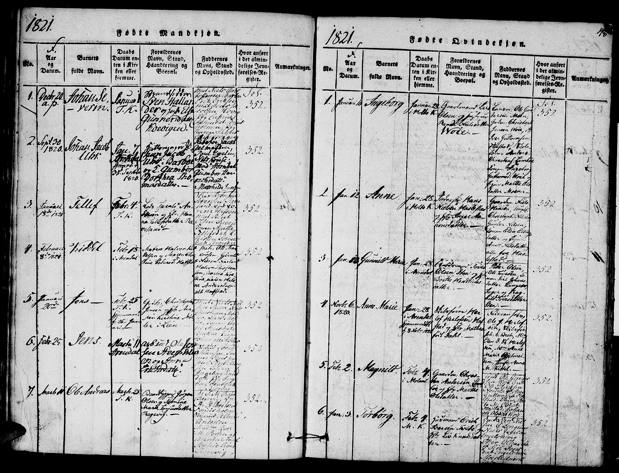 Austre Moland sokneprestkontor, SAK/1111-0001/F/Fa/Faa/L0004: Parish register (official) no. A 4, 1816-1824, p. 48