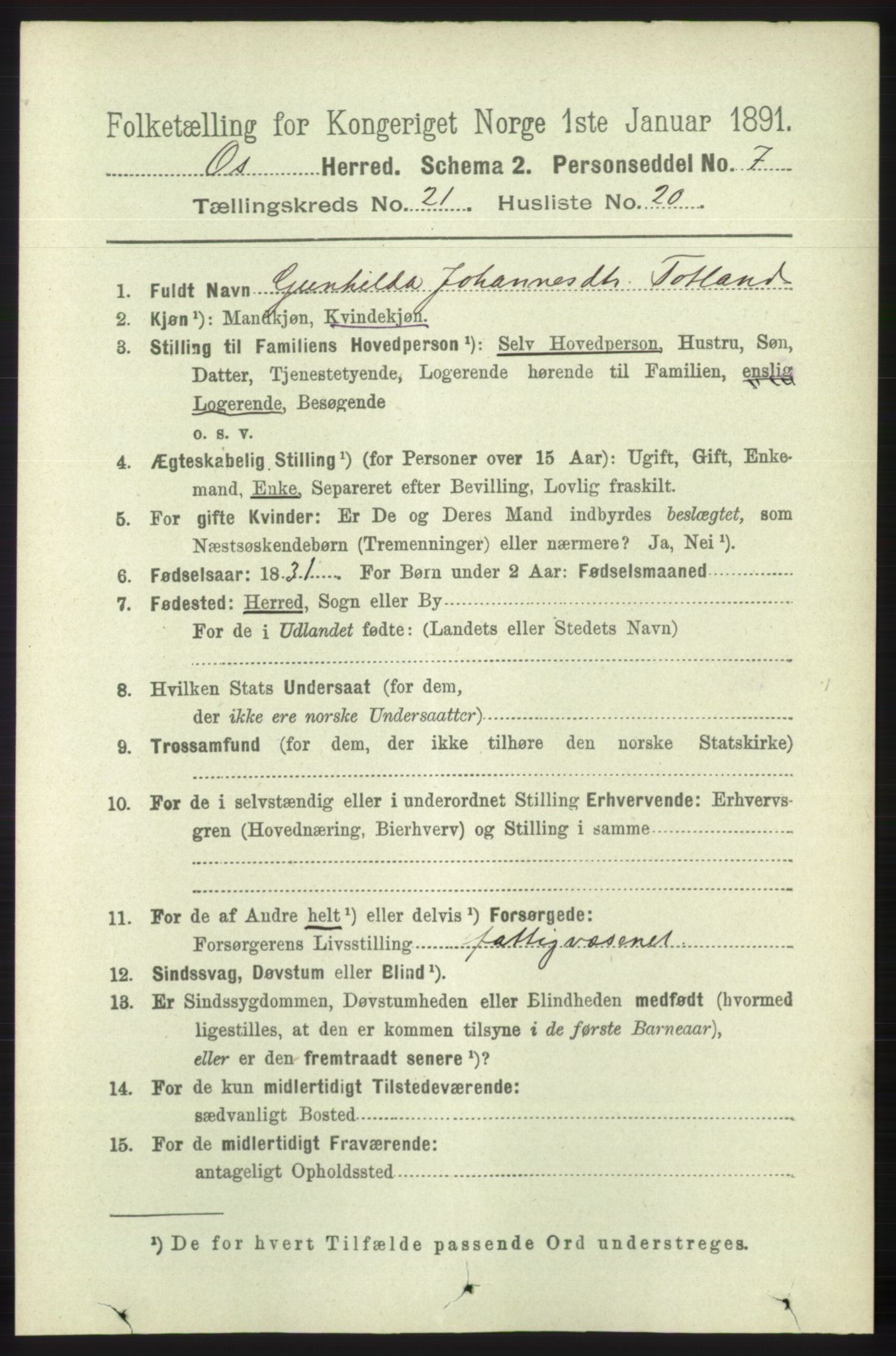 RA, 1891 census for 1243 Os, 1891, p. 4983