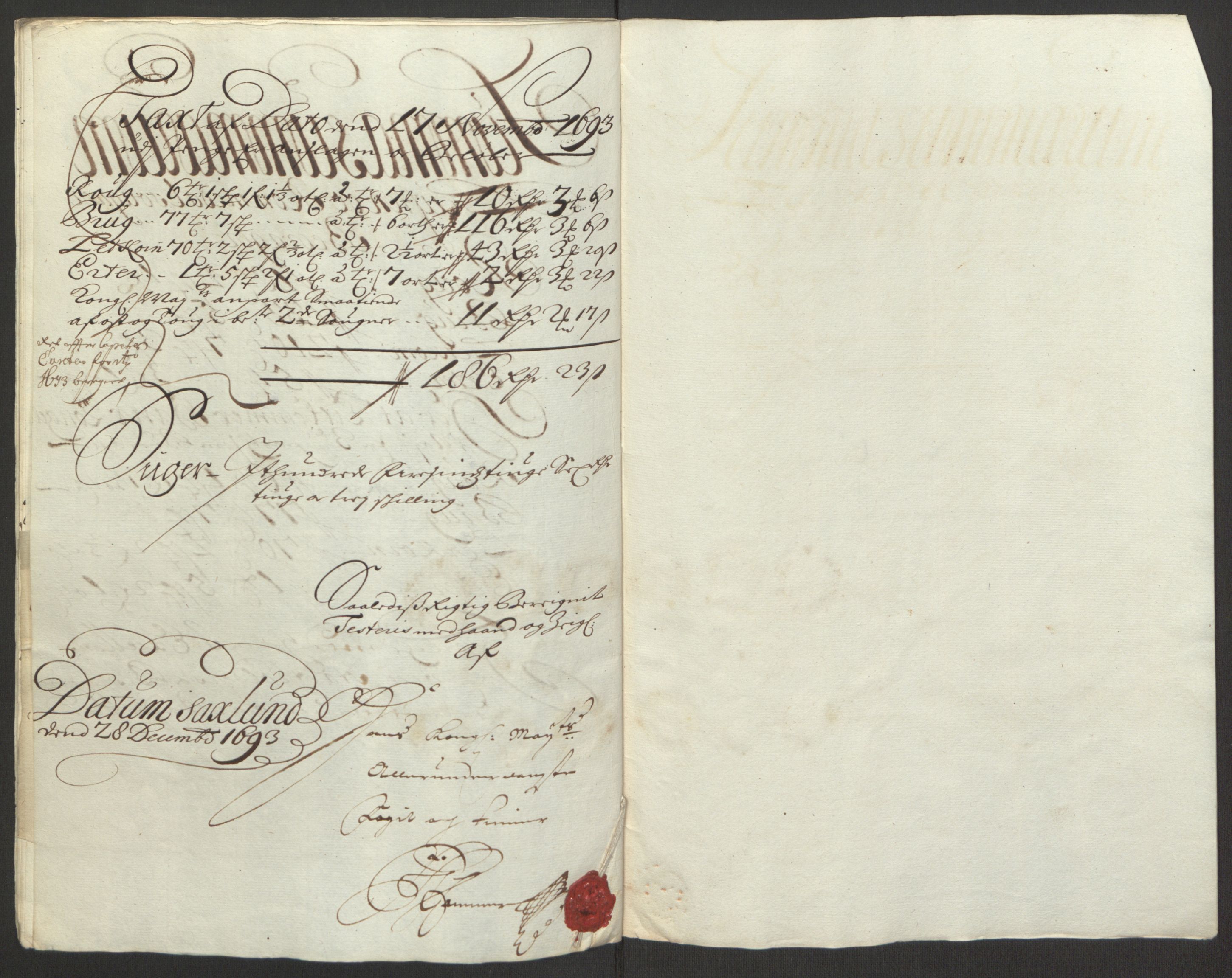 Rentekammeret inntil 1814, Reviderte regnskaper, Fogderegnskap, AV/RA-EA-4092/R16/L1034: Fogderegnskap Hedmark, 1693, p. 61