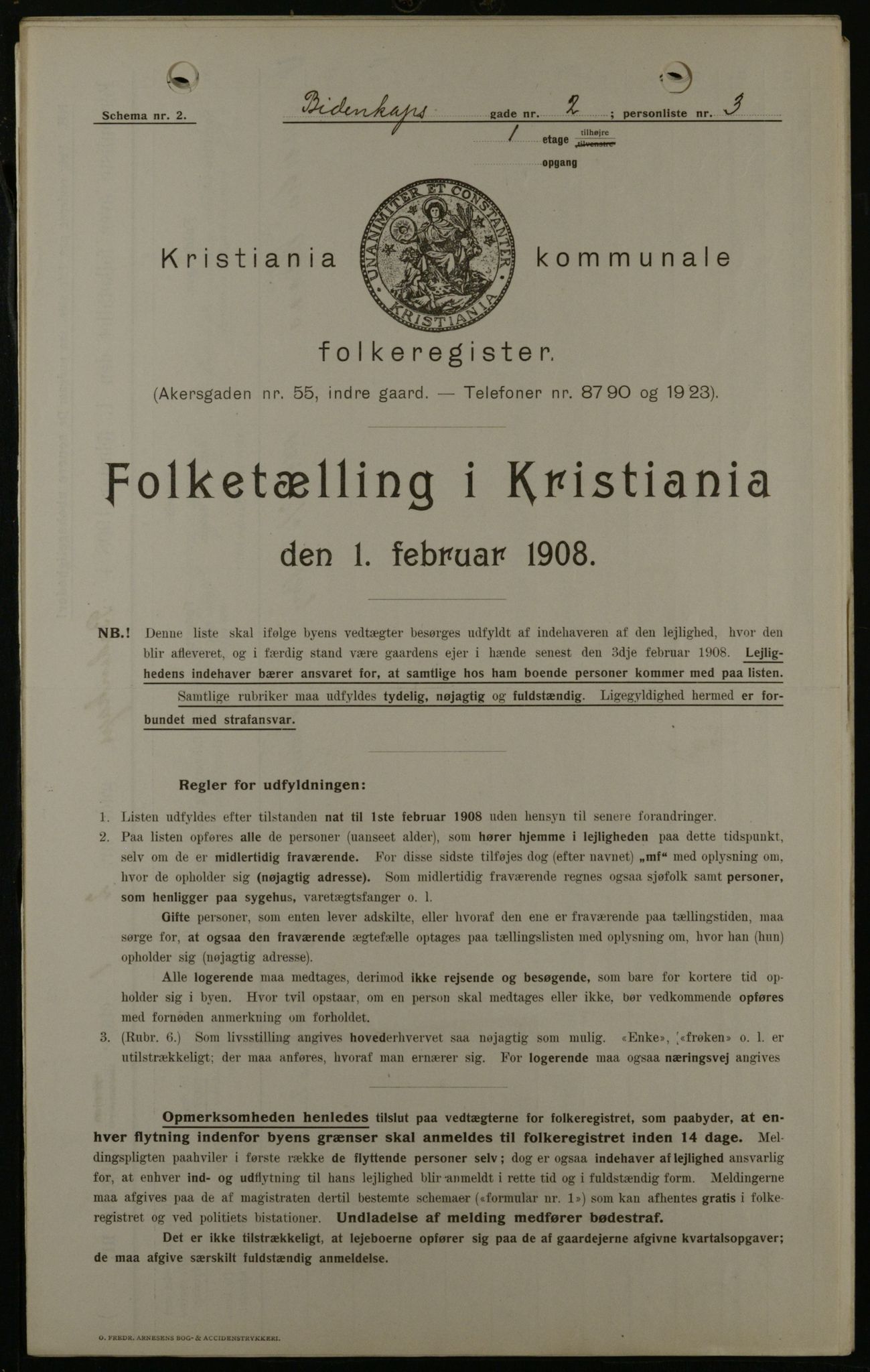 OBA, Municipal Census 1908 for Kristiania, 1908, p. 4689