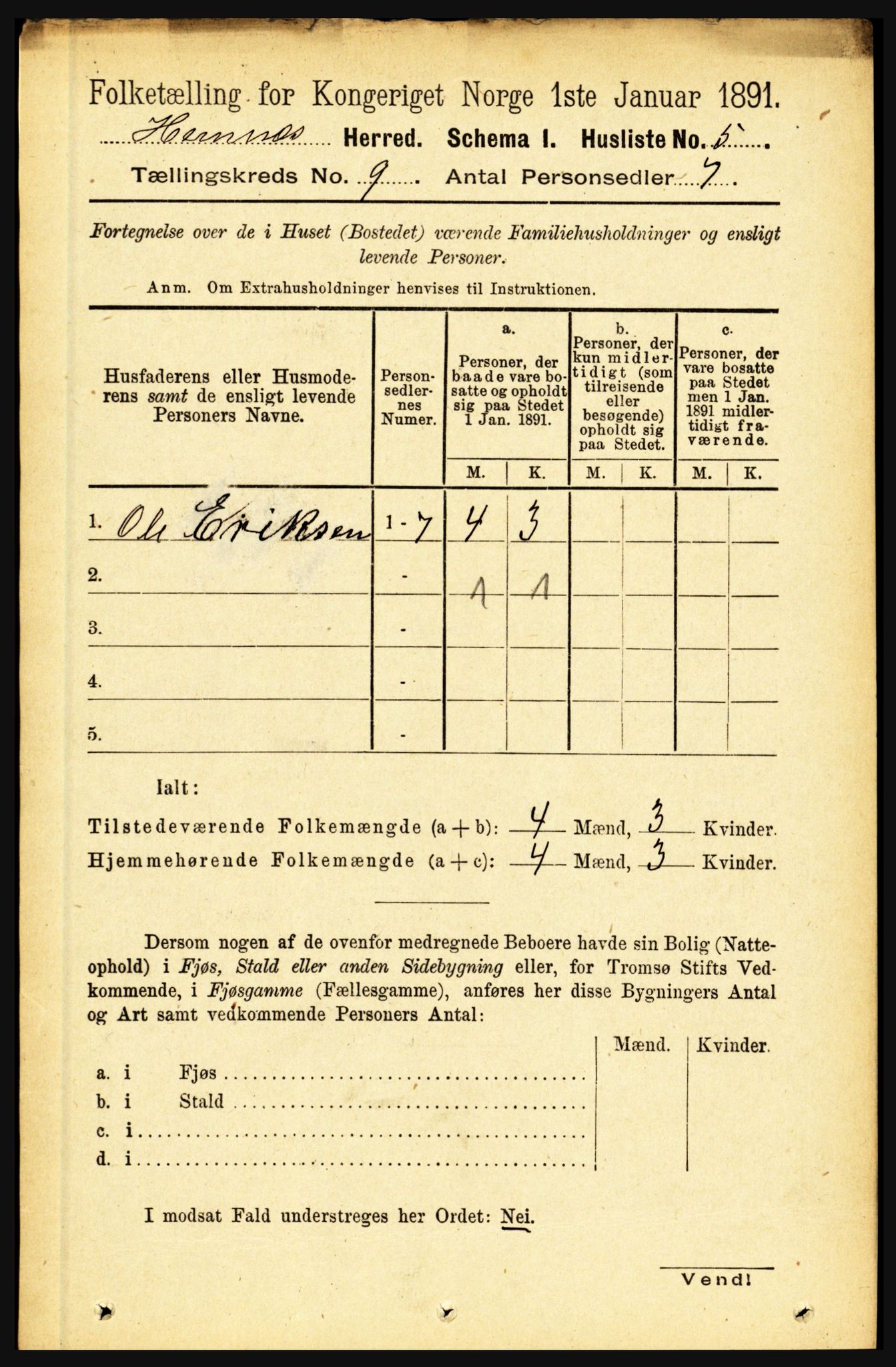 RA, 1891 census for 1832 Hemnes, 1891, p. 4255