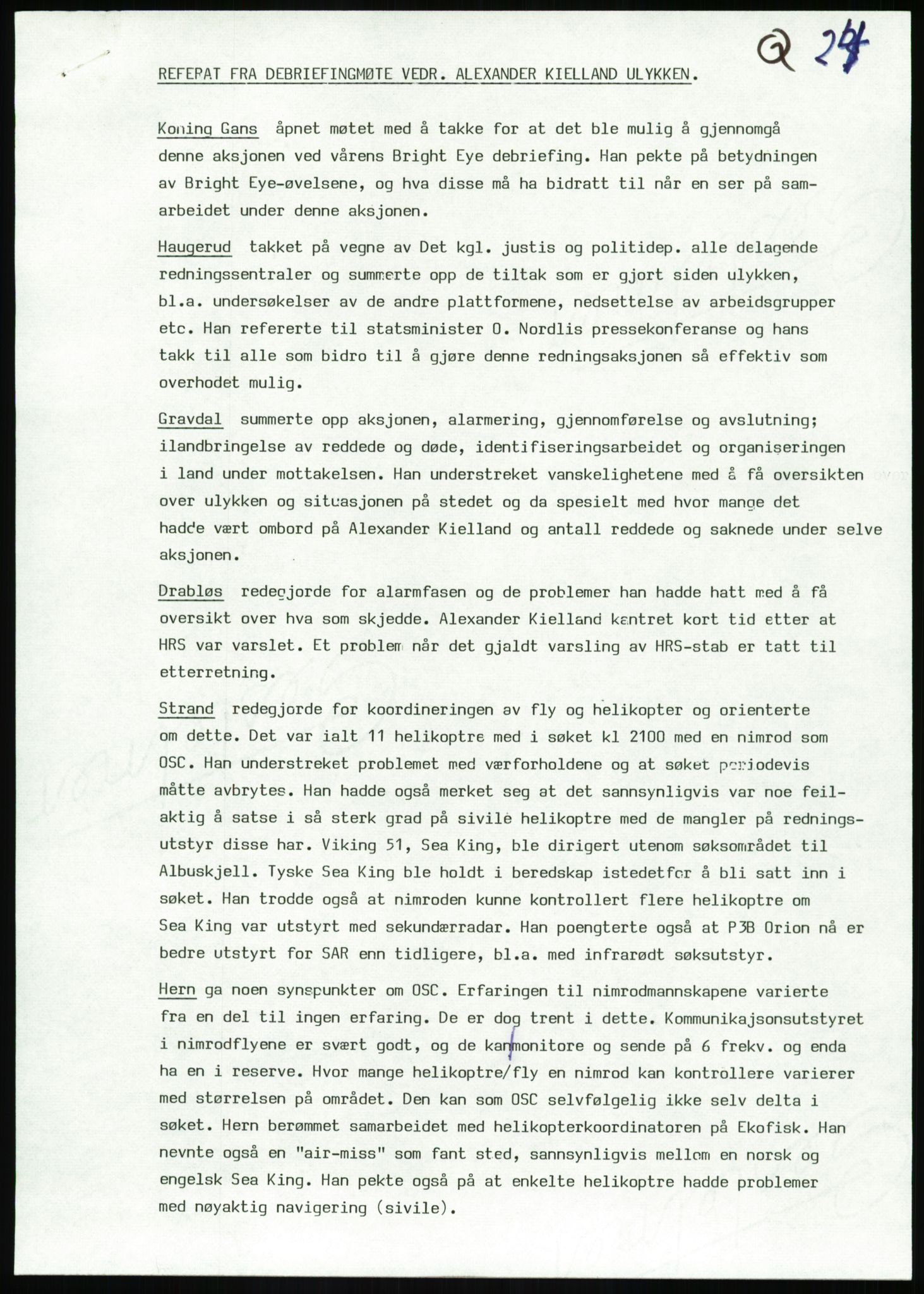 Justisdepartementet, Granskningskommisjonen ved Alexander Kielland-ulykken 27.3.1980, RA/S-1165/D/L0017: P Hjelpefartøy (Doku.liste + P1-P6 av 6)/Q Hovedredningssentralen (Q0-Q27 av 27), 1980-1981, p. 586