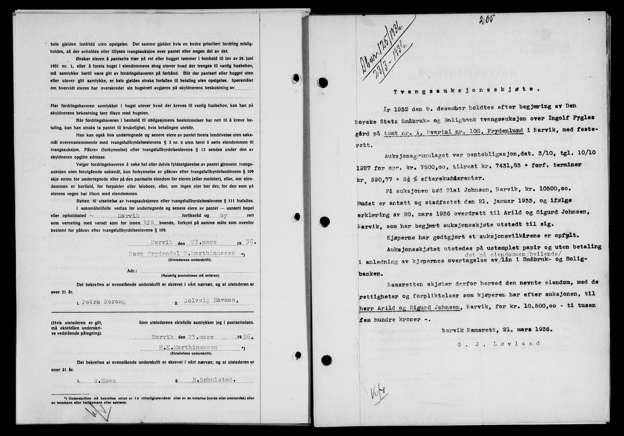 Narvik sorenskriveri, SAT/A-0002/1/2/2C/2Ca/L0011: Mortgage book no. 14, 1935-1937, Deed date: 23.03.1936