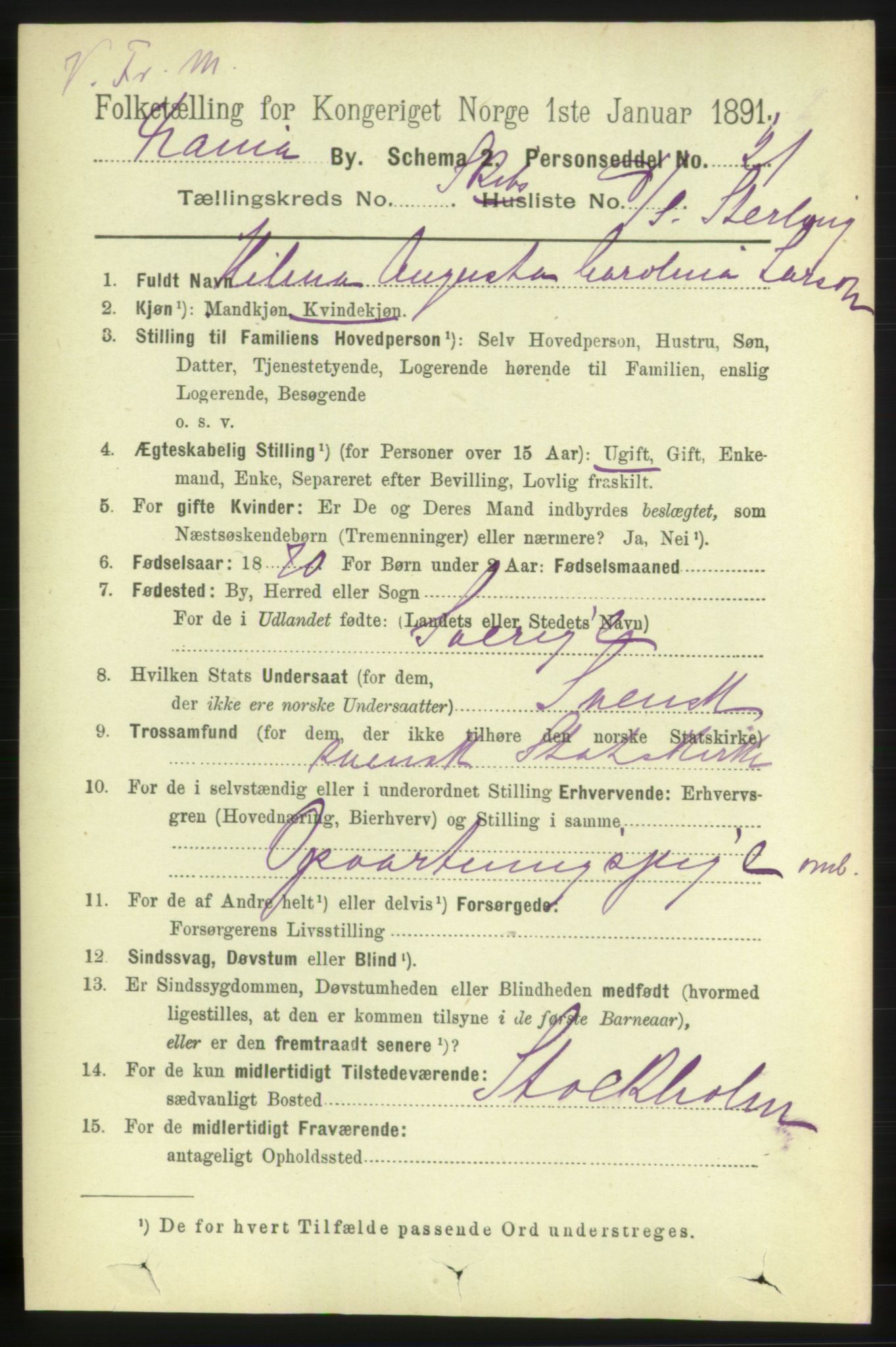 RA, 1891 census for 0301 Kristiania, 1891, p. 12940