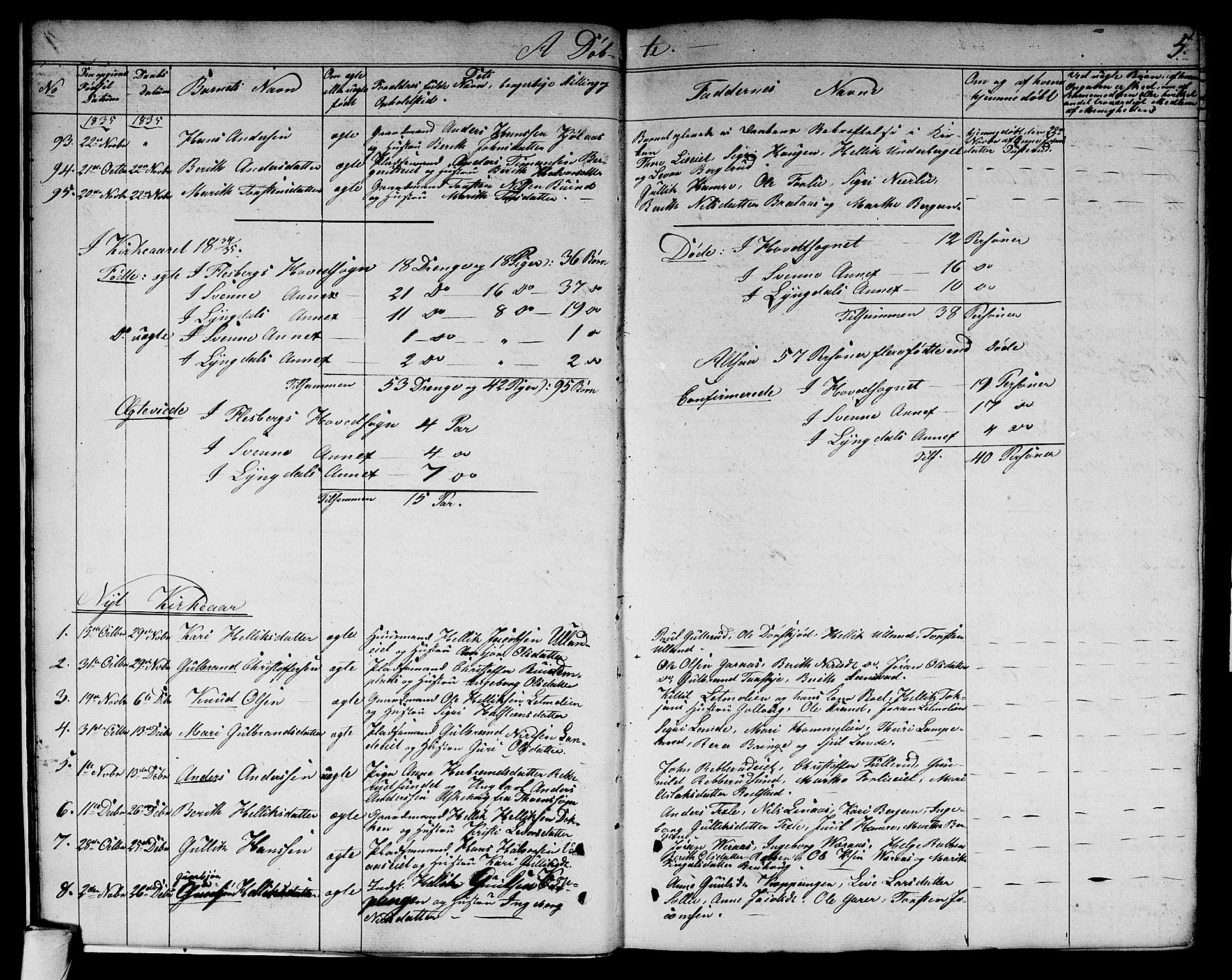 Flesberg kirkebøker, SAKO/A-18/G/Ga/L0002: Parish register (copy) no. I 2, 1834-1860, p. 5