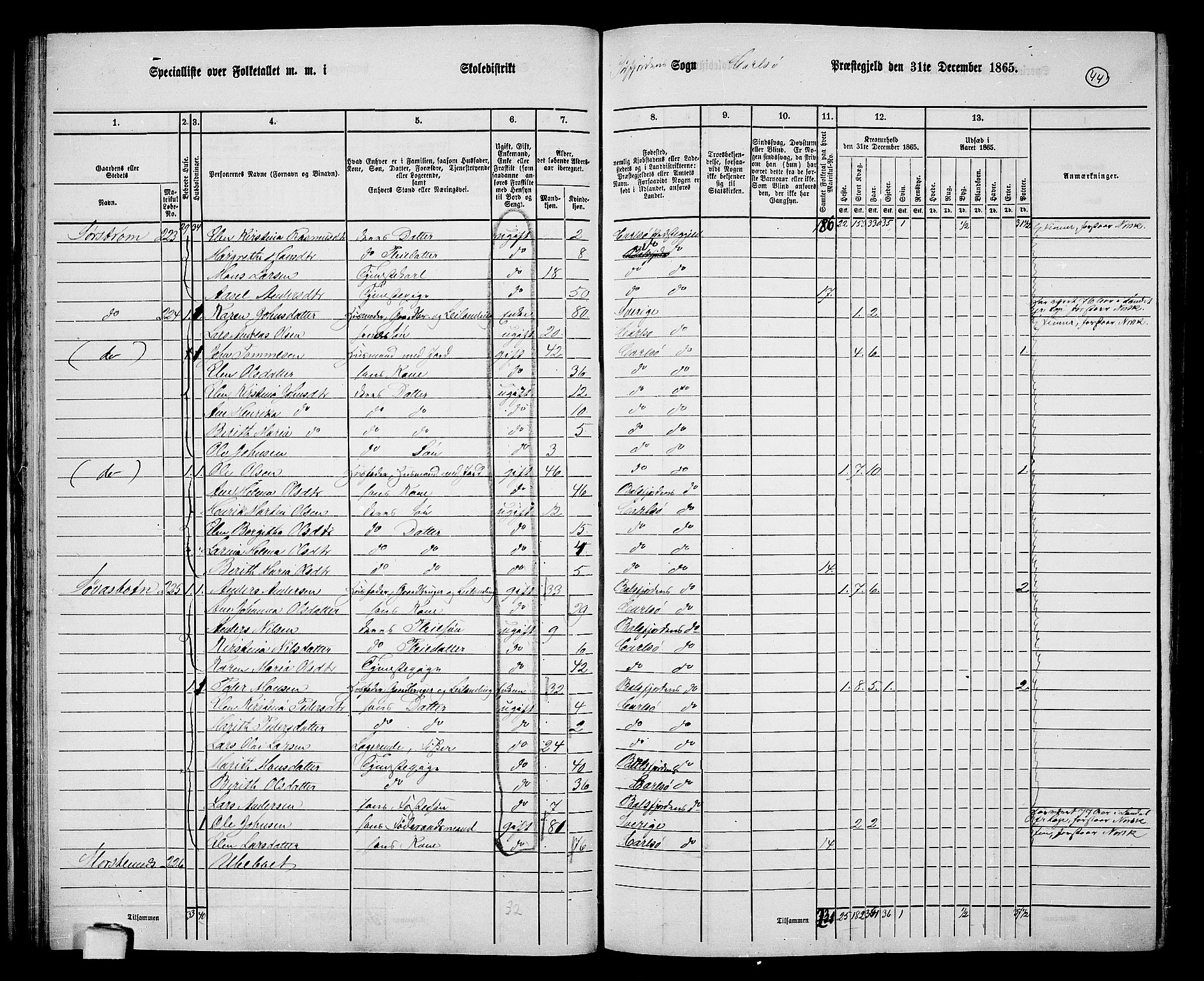 RA, 1865 census for Karlsøy, 1865, p. 44
