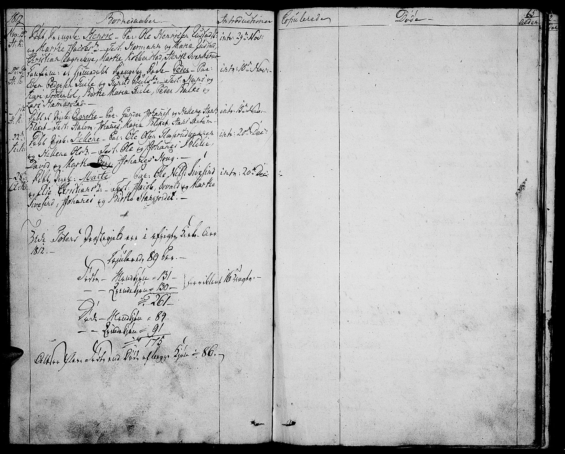 Toten prestekontor, SAH/PREST-102/H/Ha/Haa/L0008: Parish register (official) no. 8, 1809-1814, p. 65