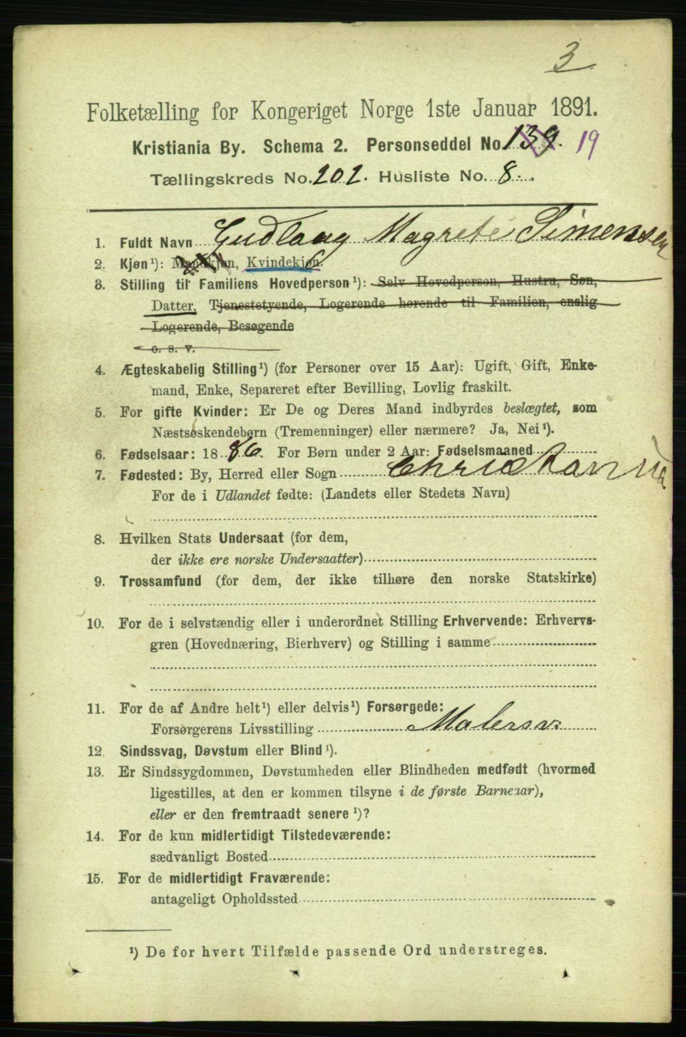 RA, 1891 census for 0301 Kristiania, 1891, p. 121661
