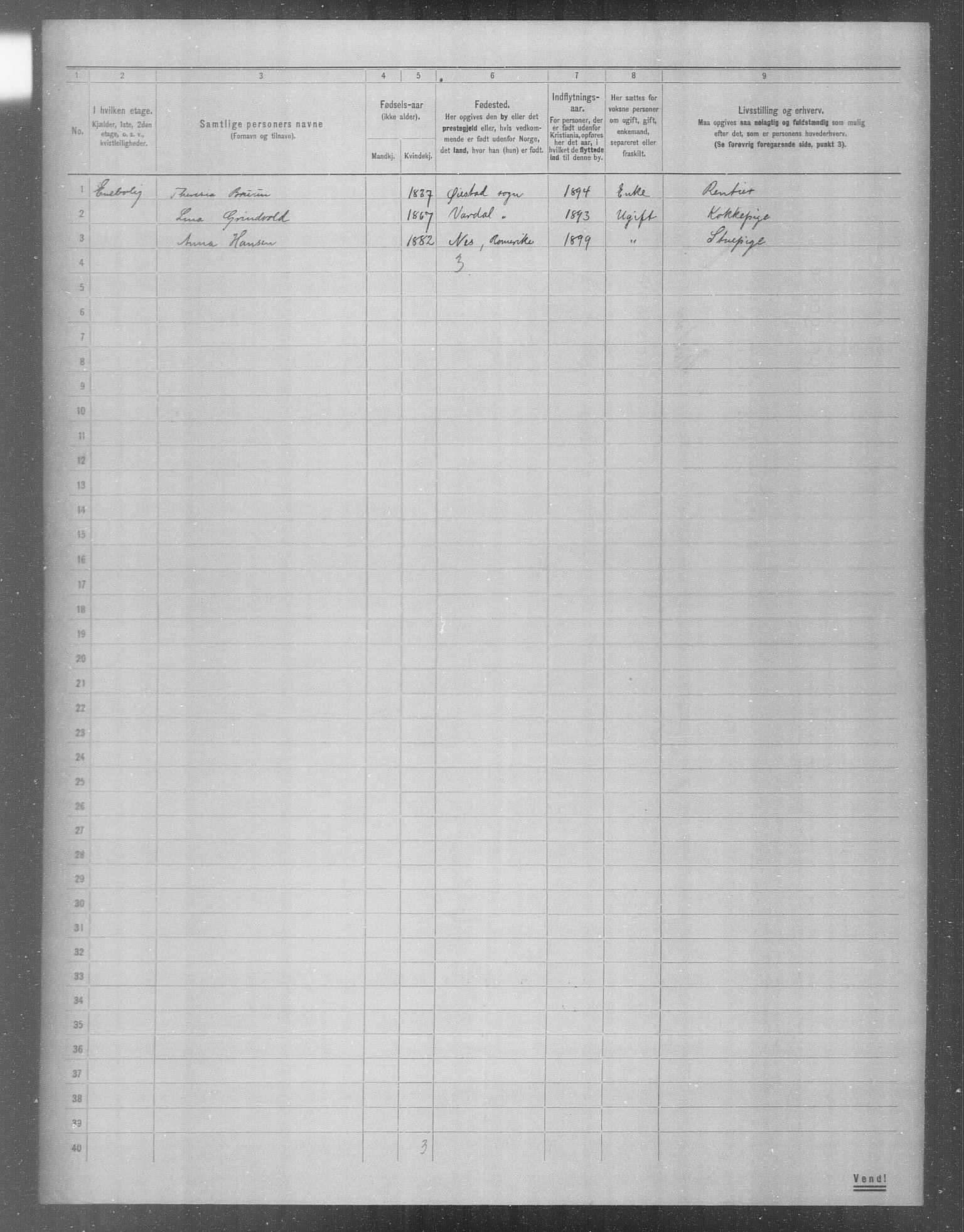 OBA, Municipal Census 1904 for Kristiania, 1904, p. 6537