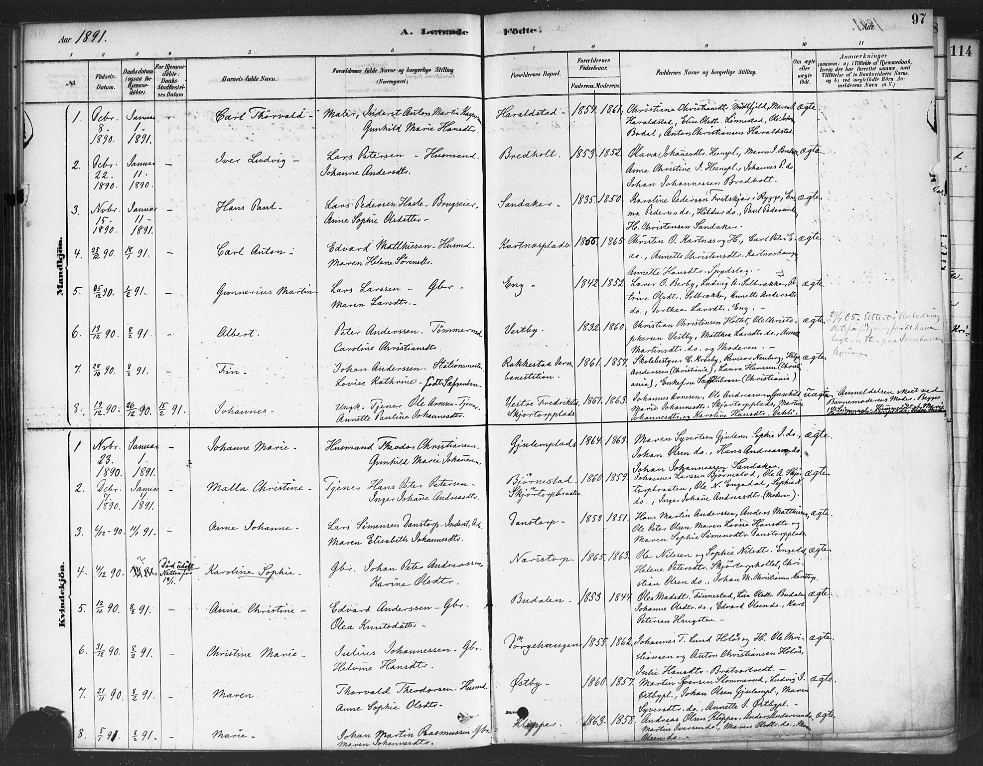 Rakkestad prestekontor Kirkebøker, AV/SAO-A-2008/F/Fa/L0012: Parish register (official) no. I 12, 1878-1893, p. 97