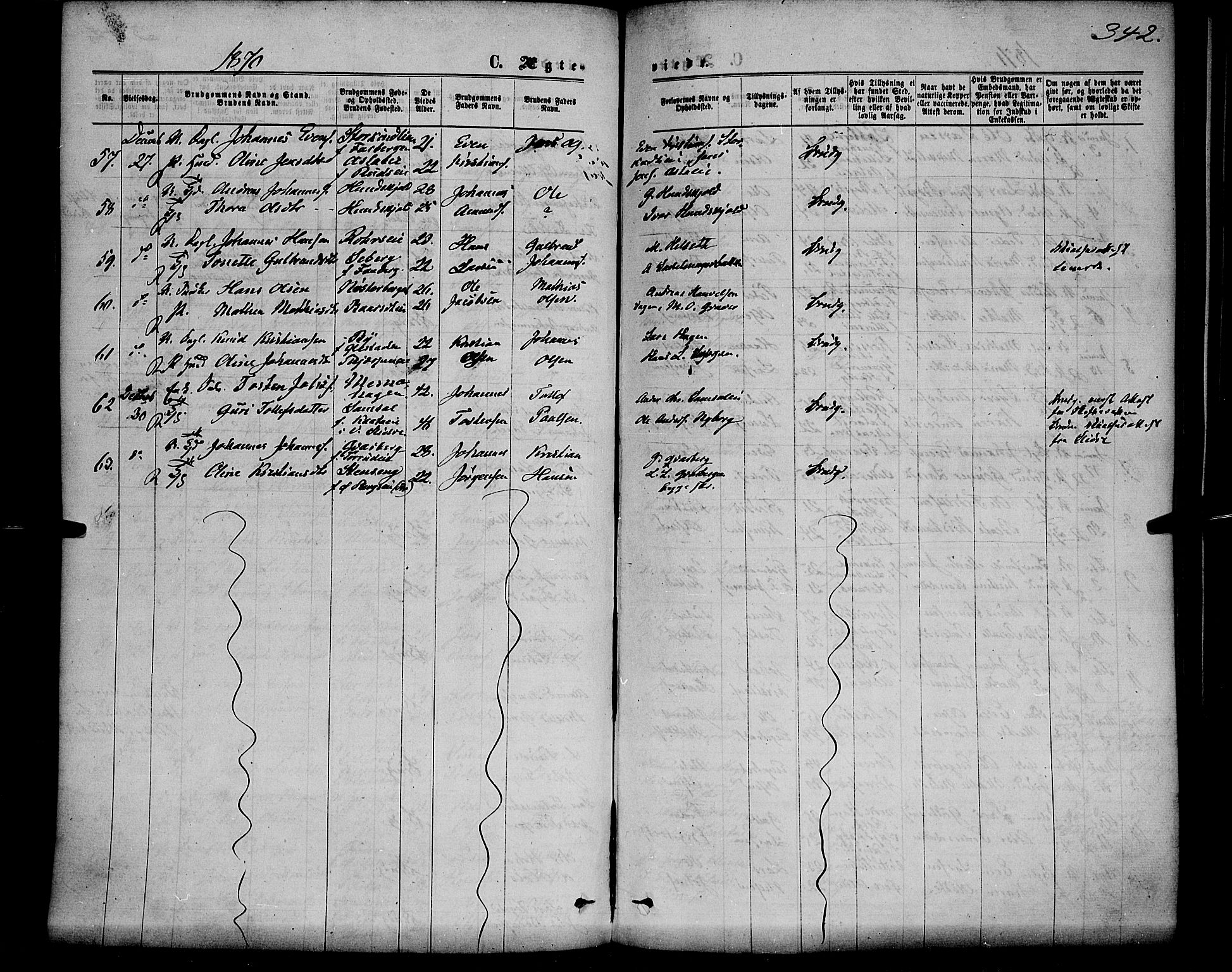 Ringsaker prestekontor, AV/SAH-PREST-014/K/Ka/L0011: Parish register (official) no. 11, 1870-1878, p. 342