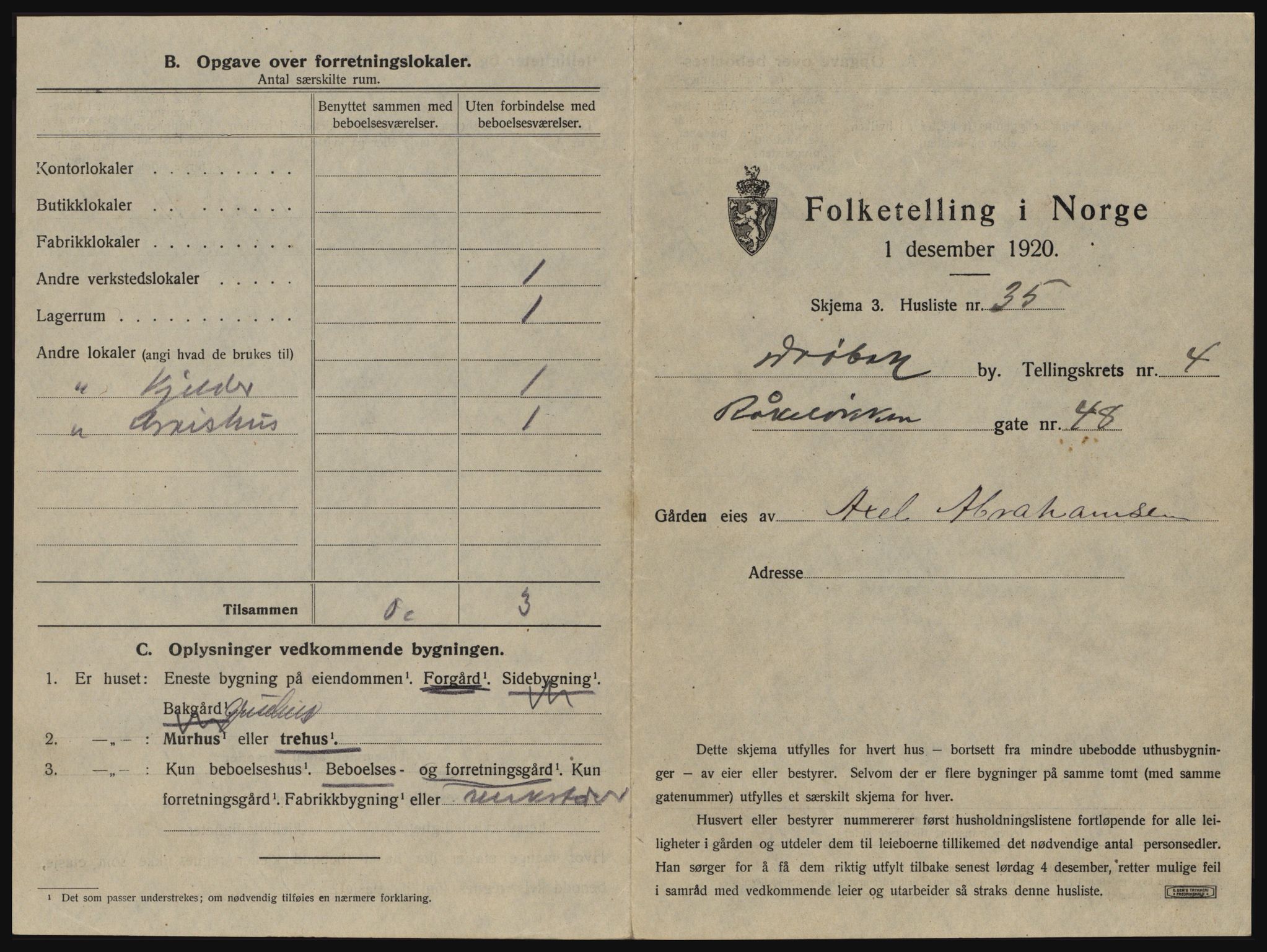 SAO, 1920 census for Drøbak, 1920, p. 435