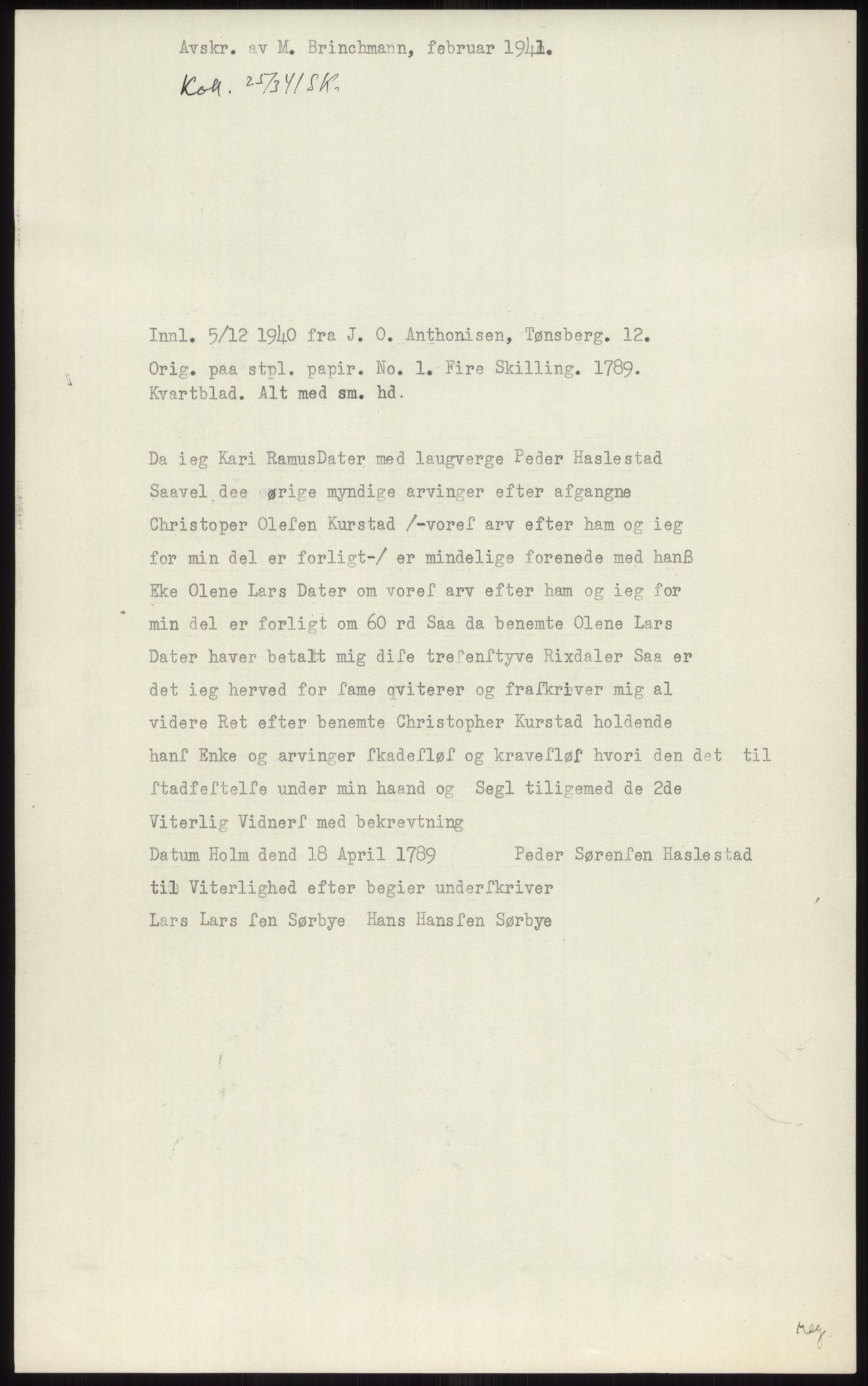 Samlinger til kildeutgivelse, Diplomavskriftsamlingen, AV/RA-EA-4053/H/Ha, p. 468