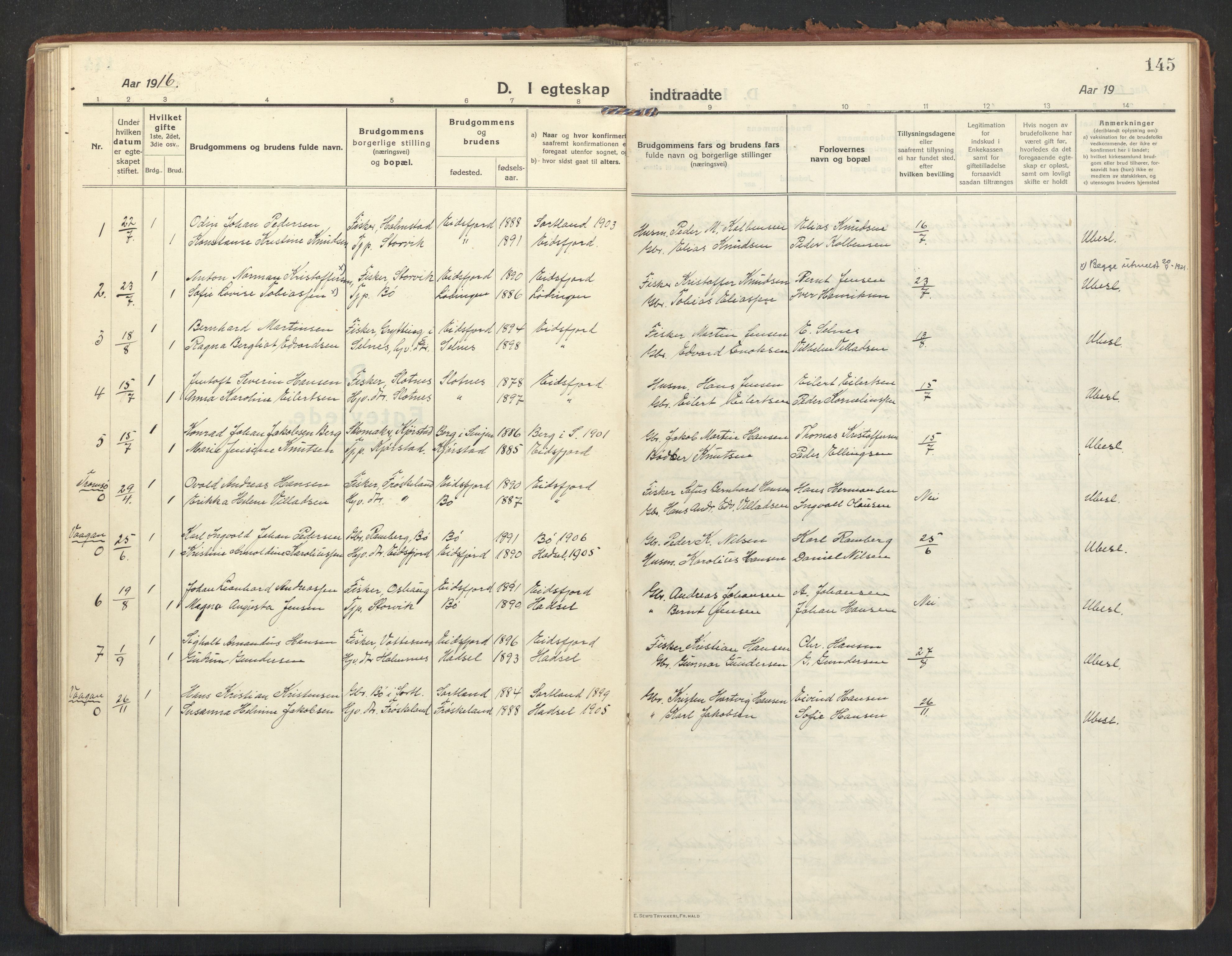 Ministerialprotokoller, klokkerbøker og fødselsregistre - Nordland, SAT/A-1459/890/L1288: Parish register (official) no. 890A03, 1915-1925, p. 145