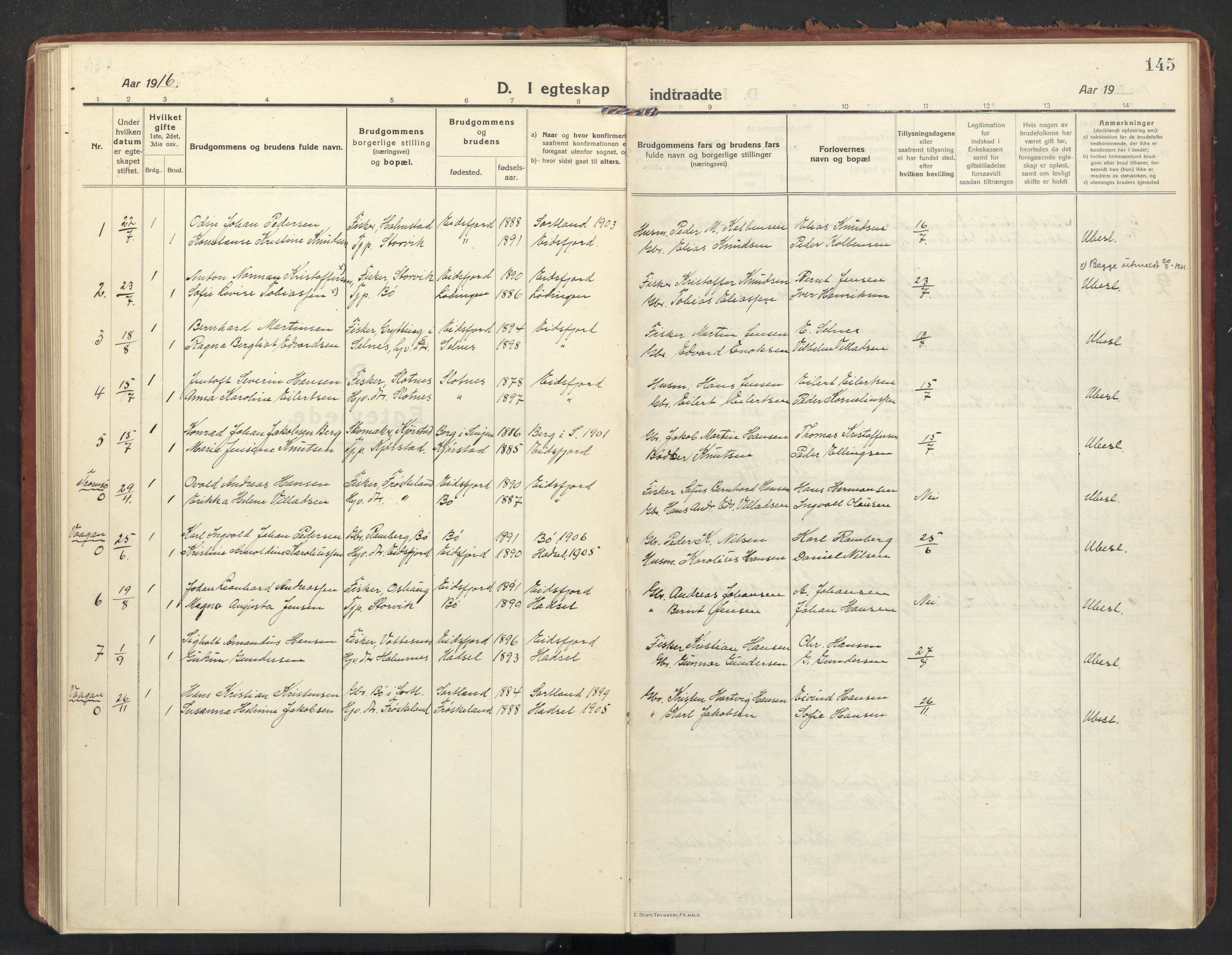 Ministerialprotokoller, klokkerbøker og fødselsregistre - Nordland, AV/SAT-A-1459/890/L1288: Parish register (official) no. 890A03, 1915-1925, p. 145