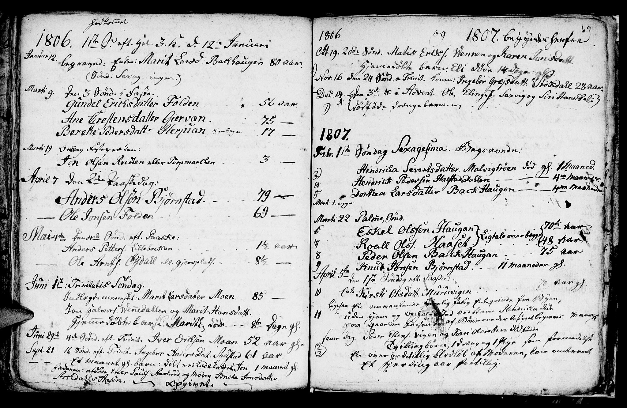 Ministerialprotokoller, klokkerbøker og fødselsregistre - Sør-Trøndelag, SAT/A-1456/616/L0419: Parish register (copy) no. 616C02, 1797-1816, p. 69