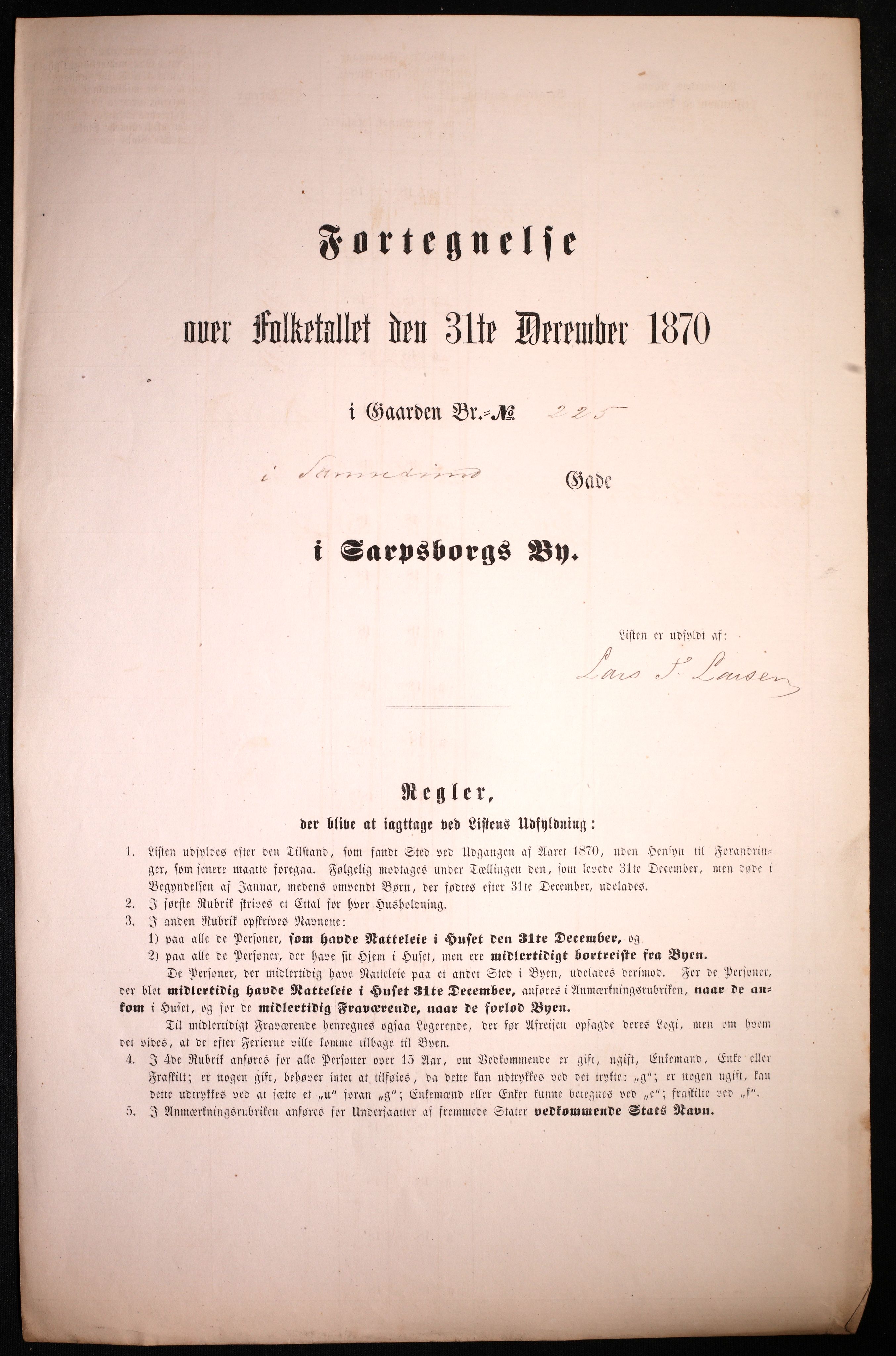 RA, 1870 census for 0102 Sarpsborg, 1870, p. 161