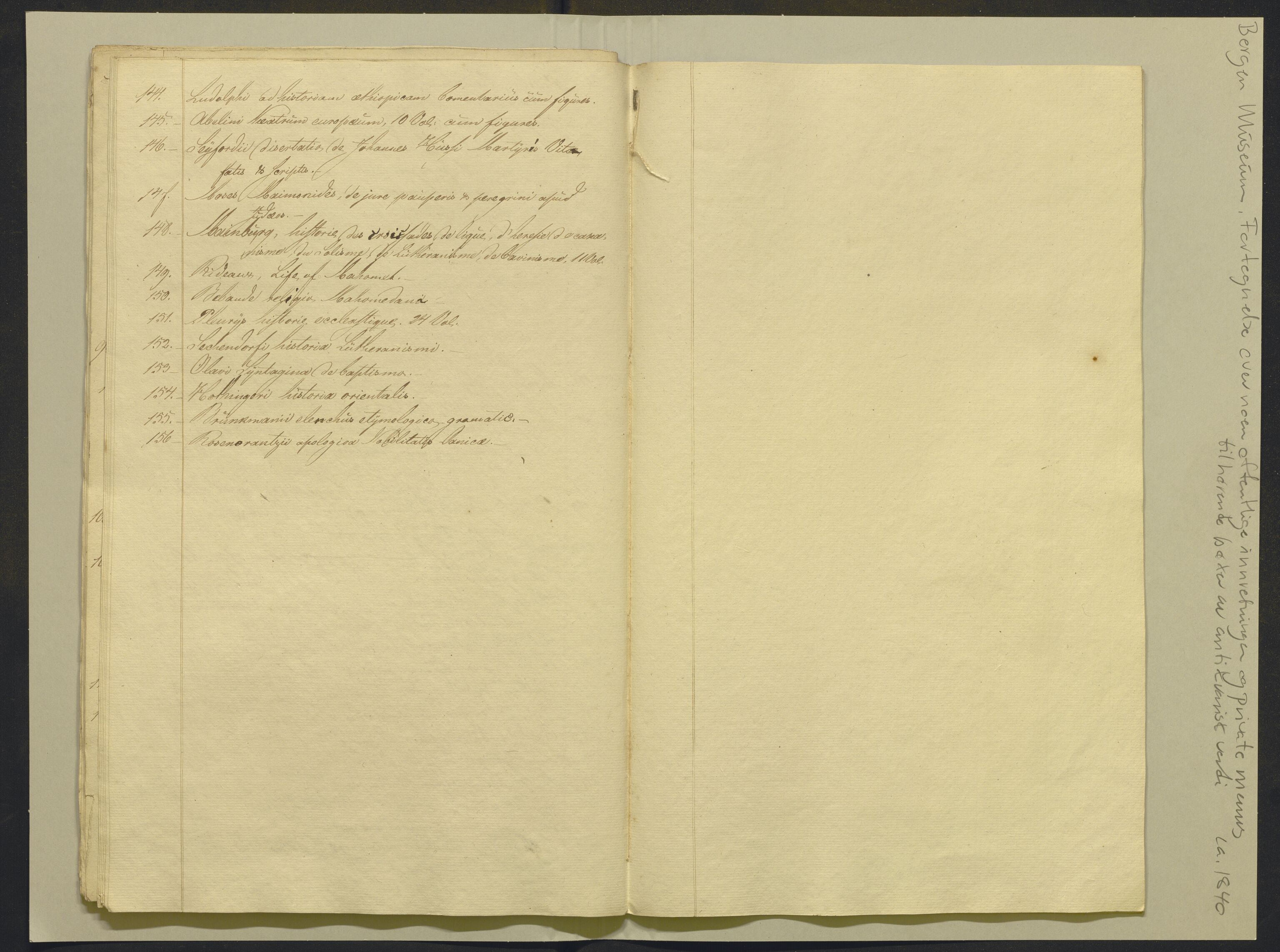 Bergens Museum, AV/SAB-A-17301/02/F/L0001: Kataloger over gjenstander og pergamentbrev , 1825-1880, p. 211
