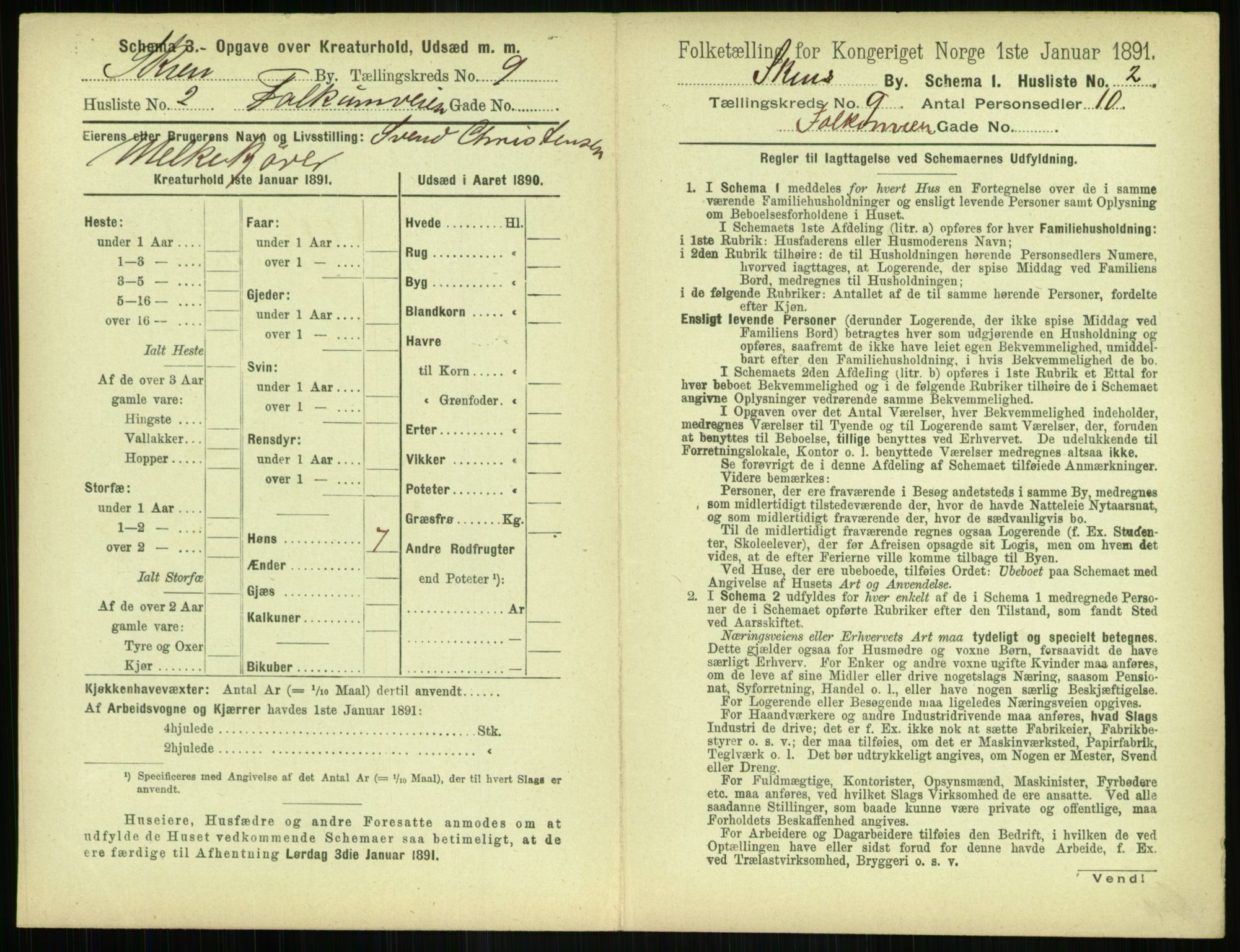 RA, 1891 census for 0806 Skien, 1891, p. 390