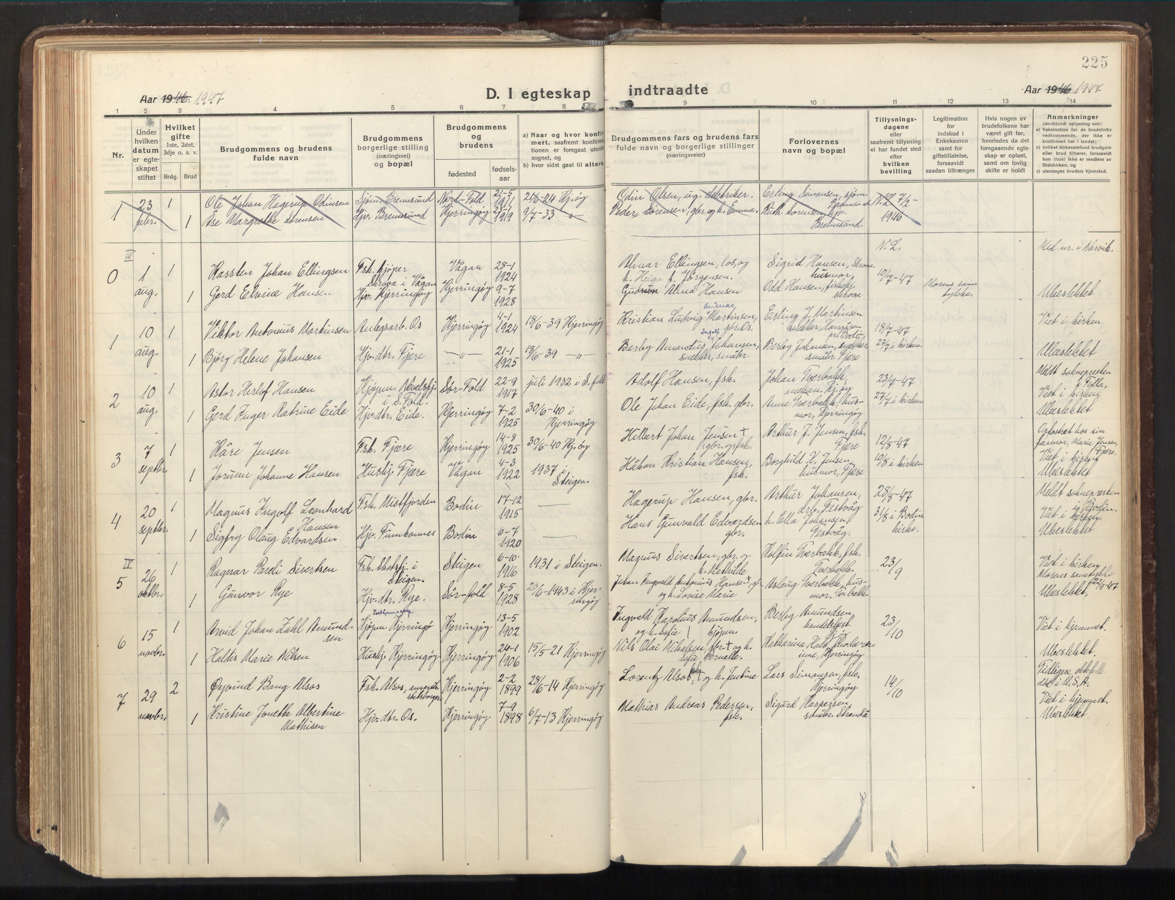 Ministerialprotokoller, klokkerbøker og fødselsregistre - Nordland, SAT/A-1459/803/L0073: Parish register (official) no. 803A03, 1920-1955, p. 225