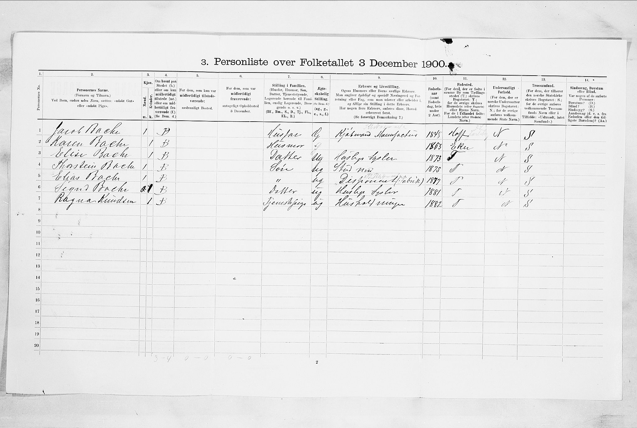 RA, 1900 census for Drammen, 1900, p. 3010