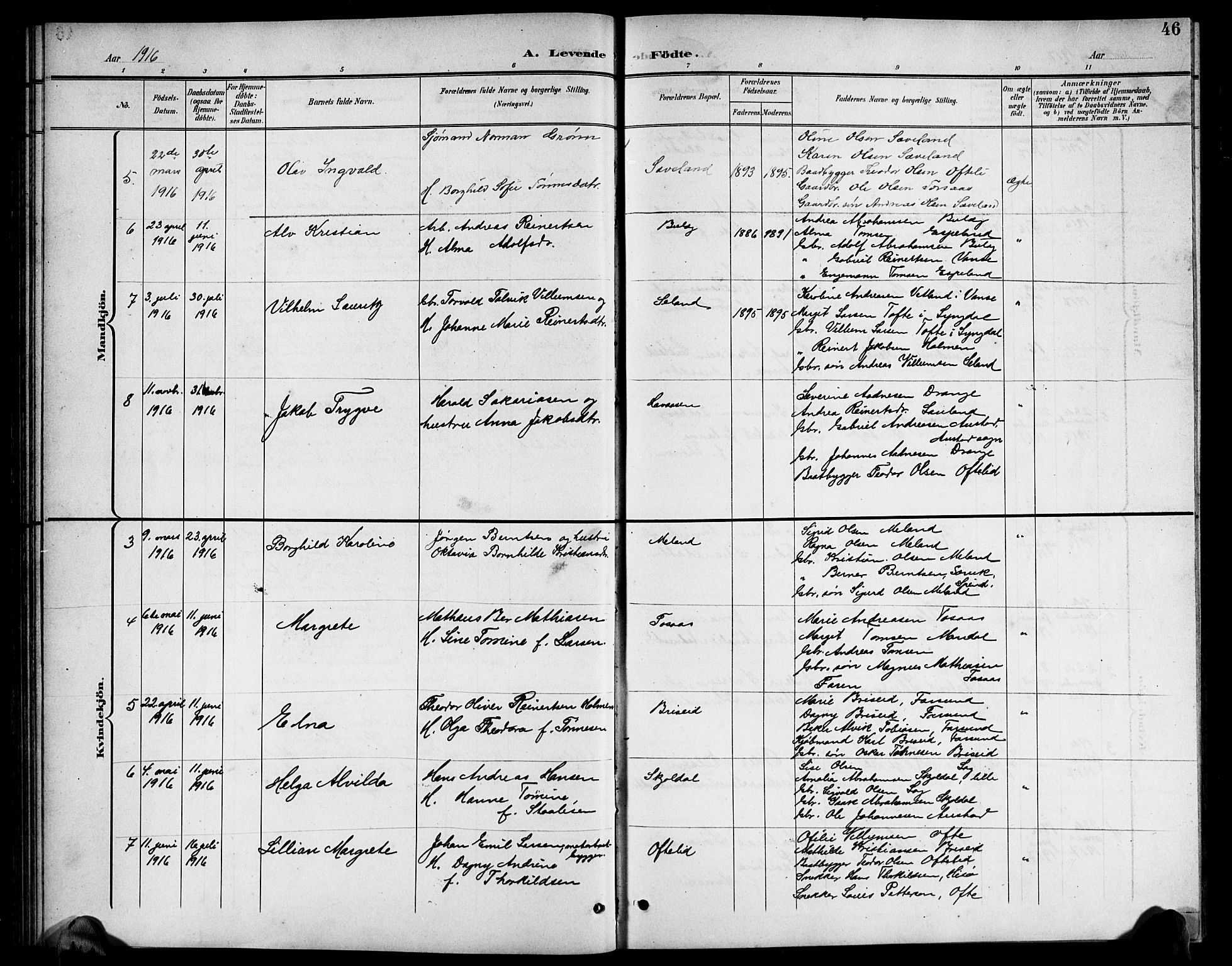 Herad sokneprestkontor, AV/SAK-1111-0018/F/Fb/Fba/L0005: Parish register (copy) no. B 5, 1899-1921, p. 46