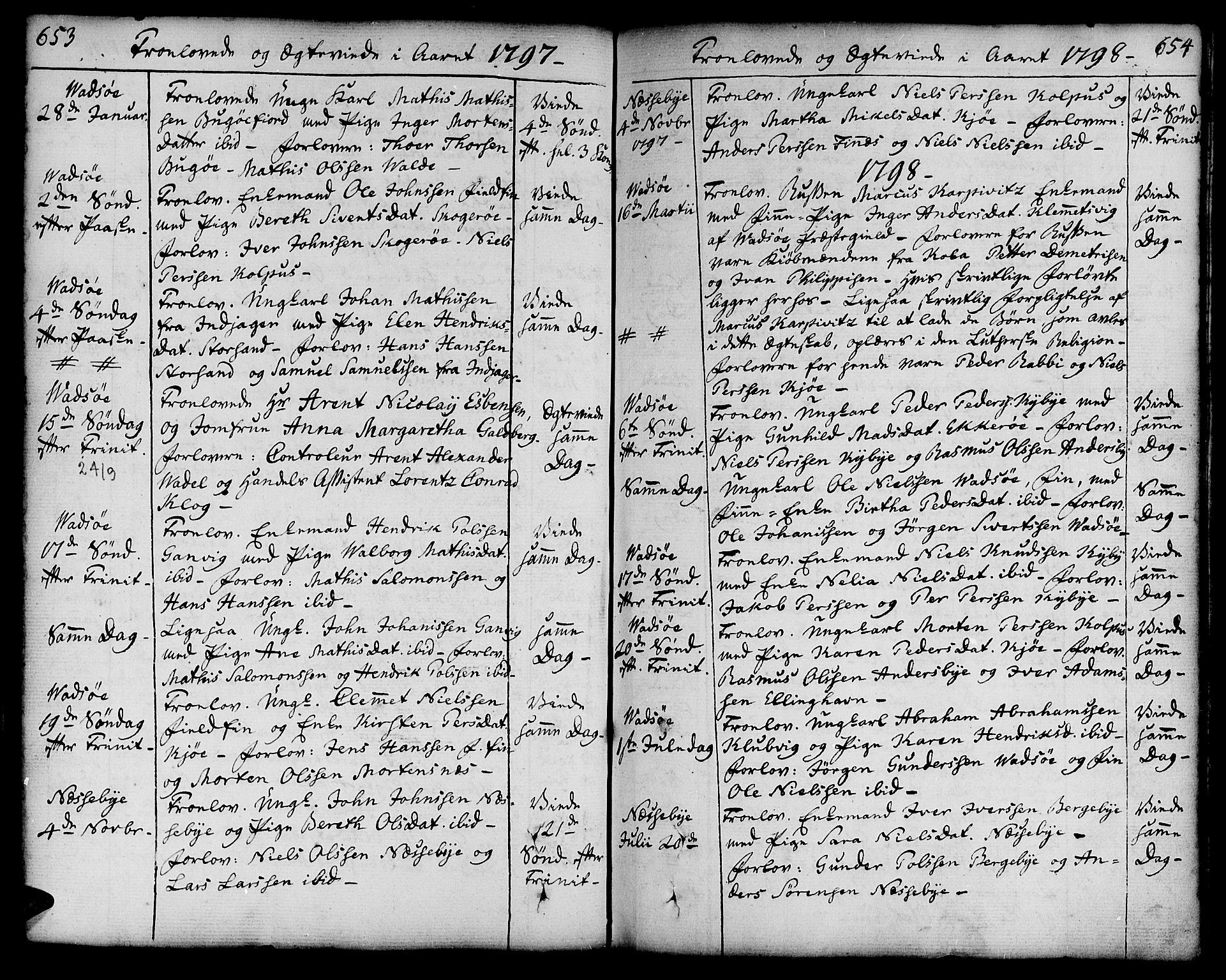 Vadsø sokneprestkontor, SATØ/S-1325/H/Ha/L0002kirke: Parish register (official) no. 2, 1764-1821, p. 653-654