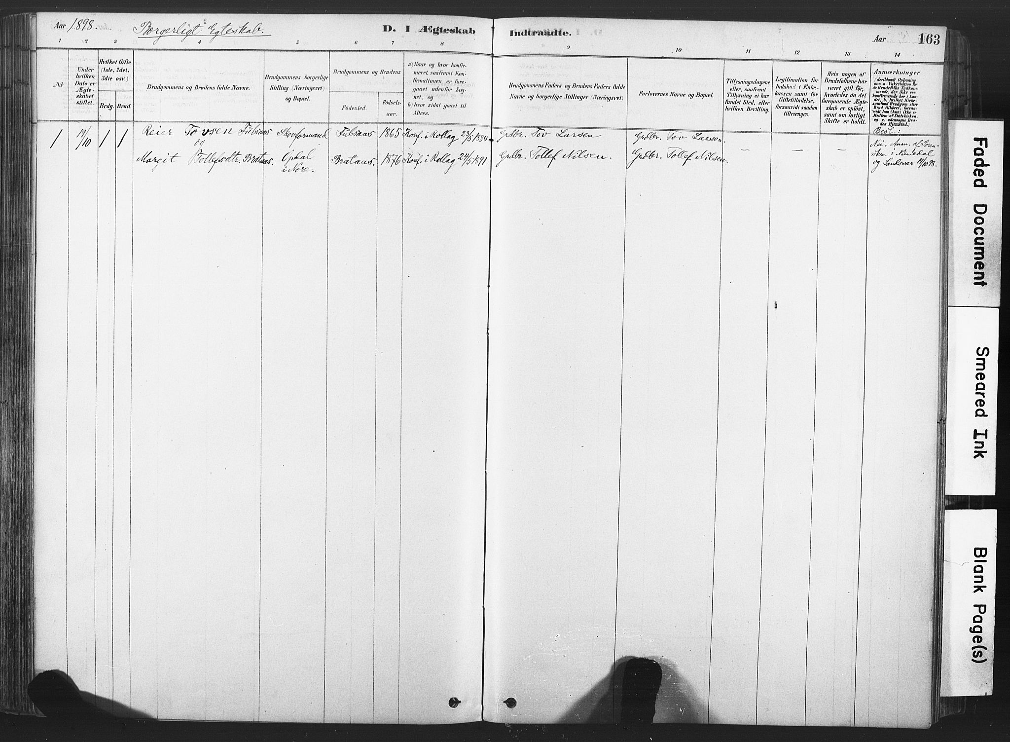 Rollag kirkebøker, AV/SAKO-A-240/F/Fa/L0011: Parish register (official) no. I 11, 1878-1902, p. 163