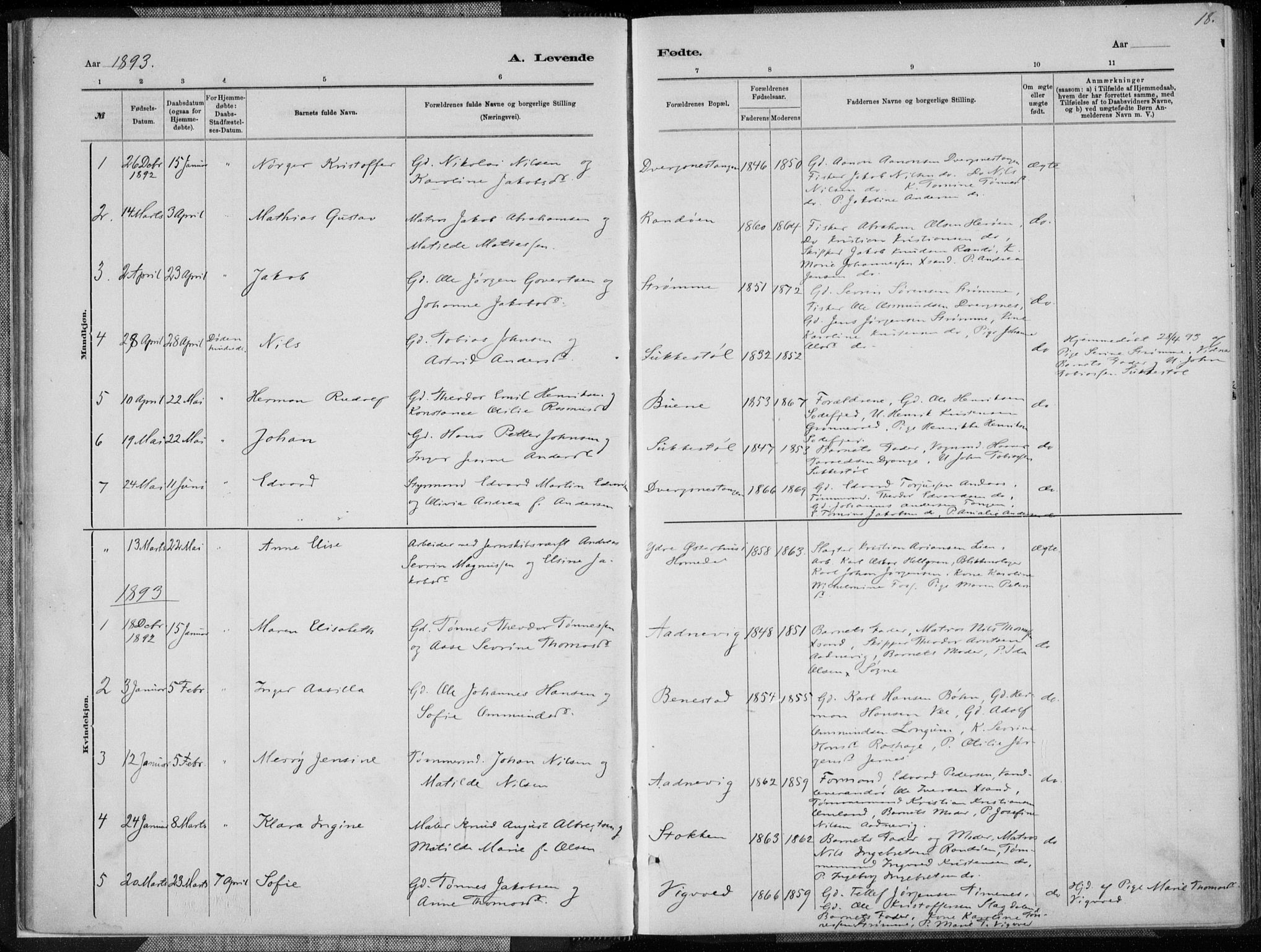 Oddernes sokneprestkontor, SAK/1111-0033/F/Fa/Fab/L0002: Parish register (official) no. A 2, 1884-1903, p. 18