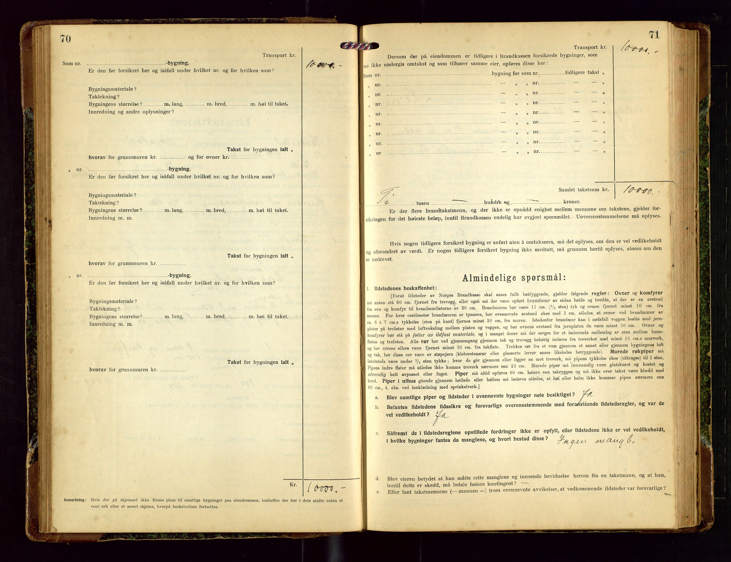 Heskestad lensmannskontor, SAST/A-100304/Gob/L0003: "Brandtakstprotokoll", 1922-1934, p. 70-71