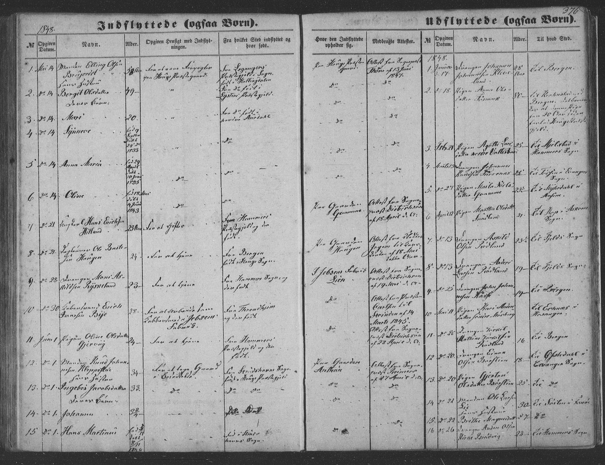 Haus sokneprestembete, SAB/A-75601/H/Haa: Parish register (official) no. A 16 II, 1848-1857, p. 376