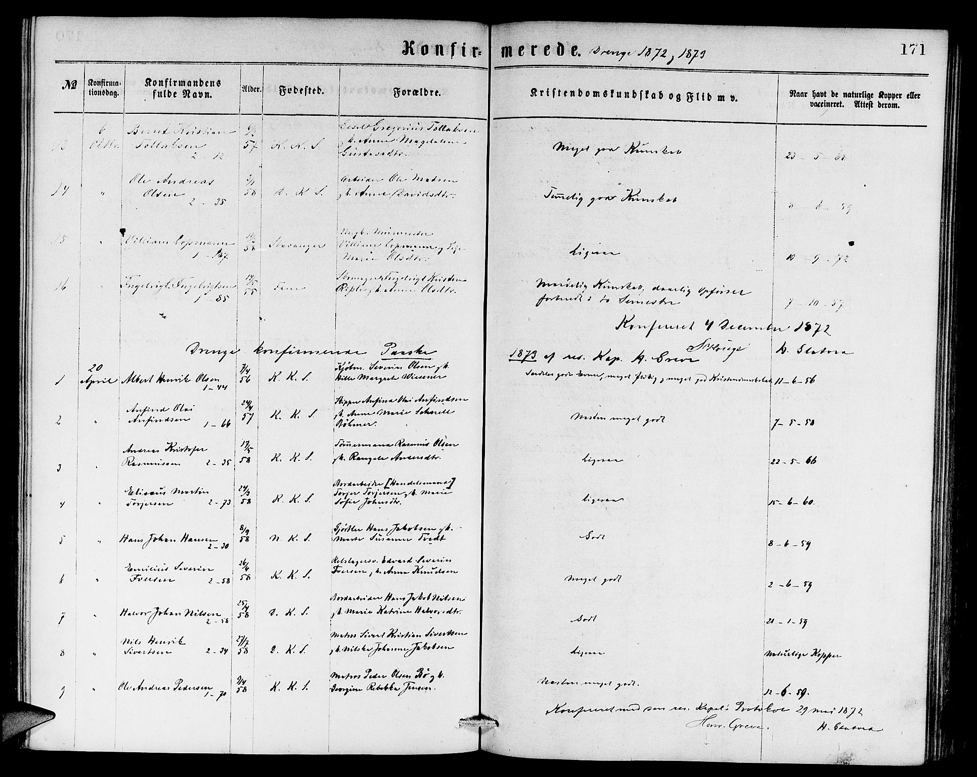Sandviken Sokneprestembete, SAB/A-77601/H/Hb: Parish register (copy) no. A 1, 1867-1879, p. 171