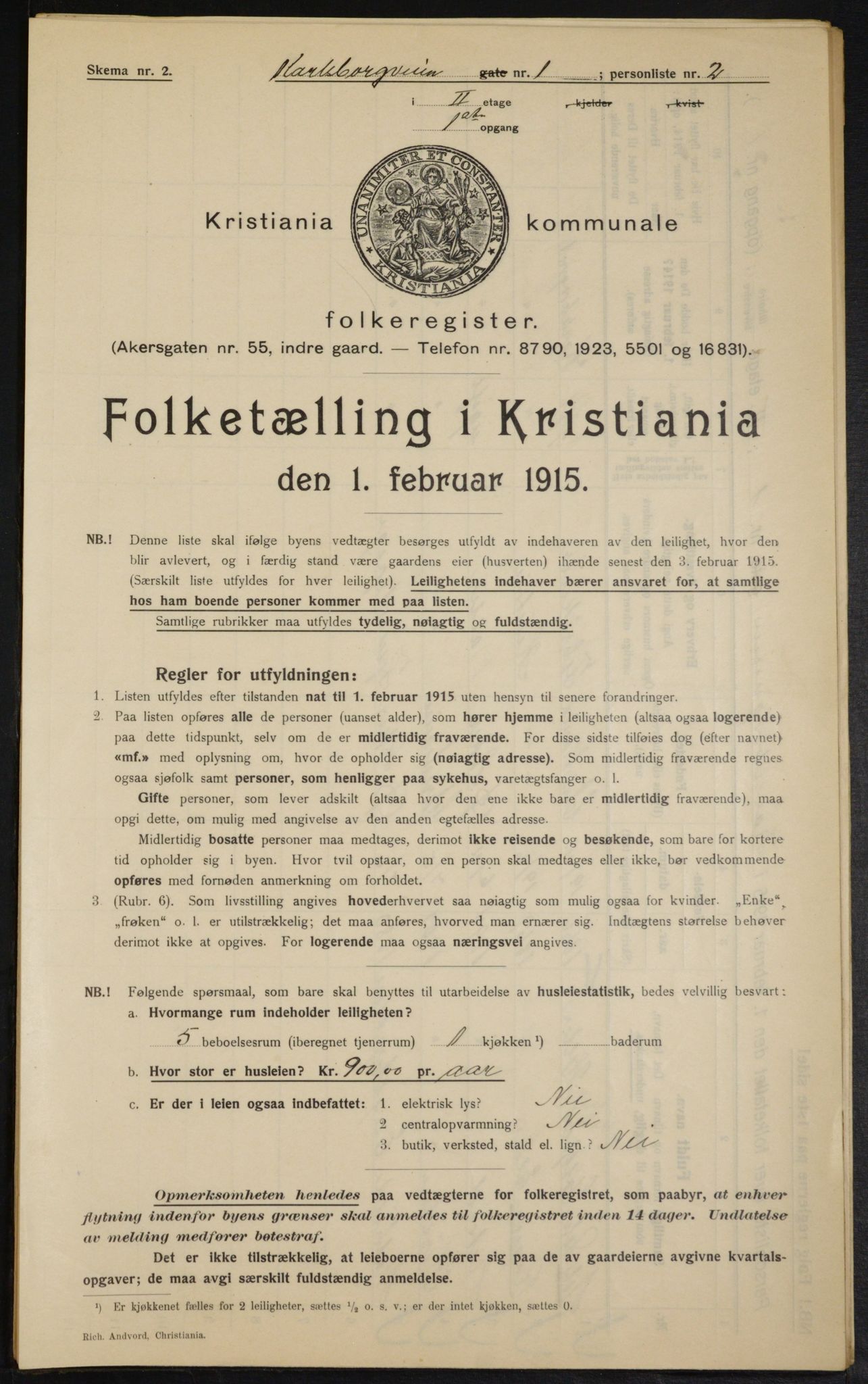 OBA, Municipal Census 1915 for Kristiania, 1915, p. 48437