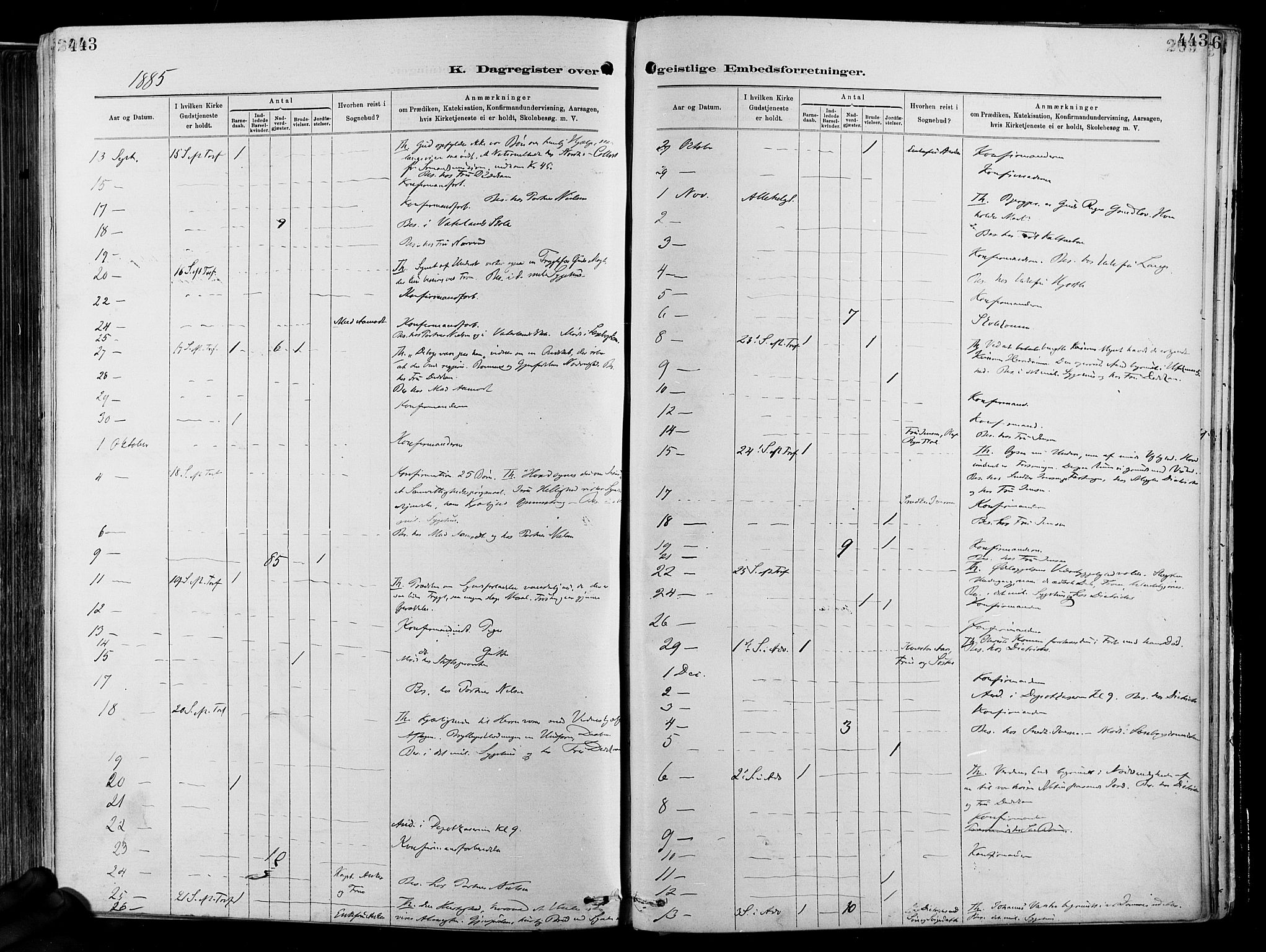 Garnisonsmenigheten Kirkebøker, AV/SAO-A-10846/F/Fa/L0012: Parish register (official) no. 12, 1880-1893, p. 443