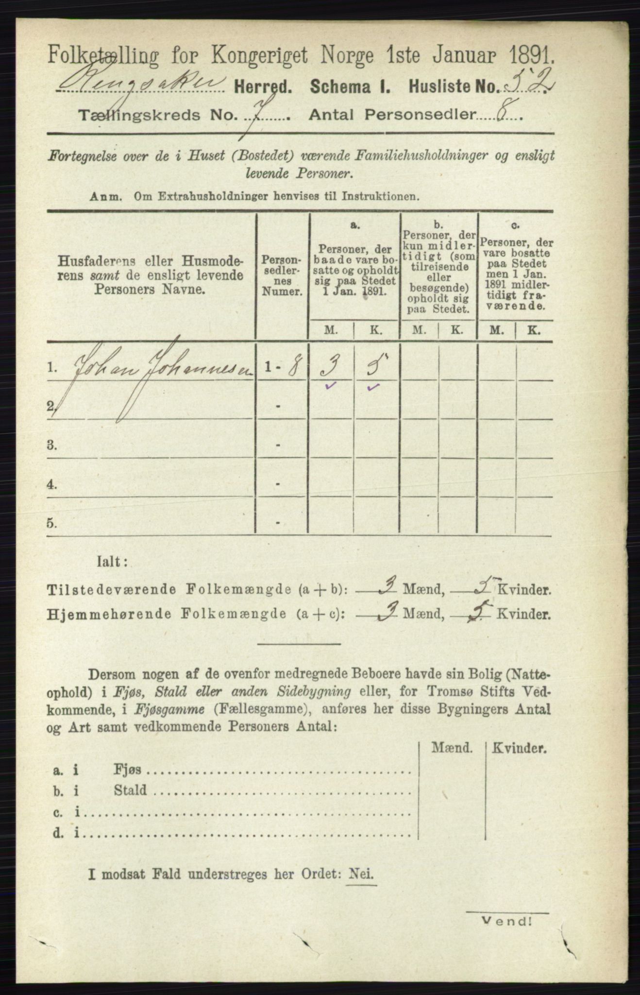 RA, 1891 census for 0412 Ringsaker, 1891, p. 3842