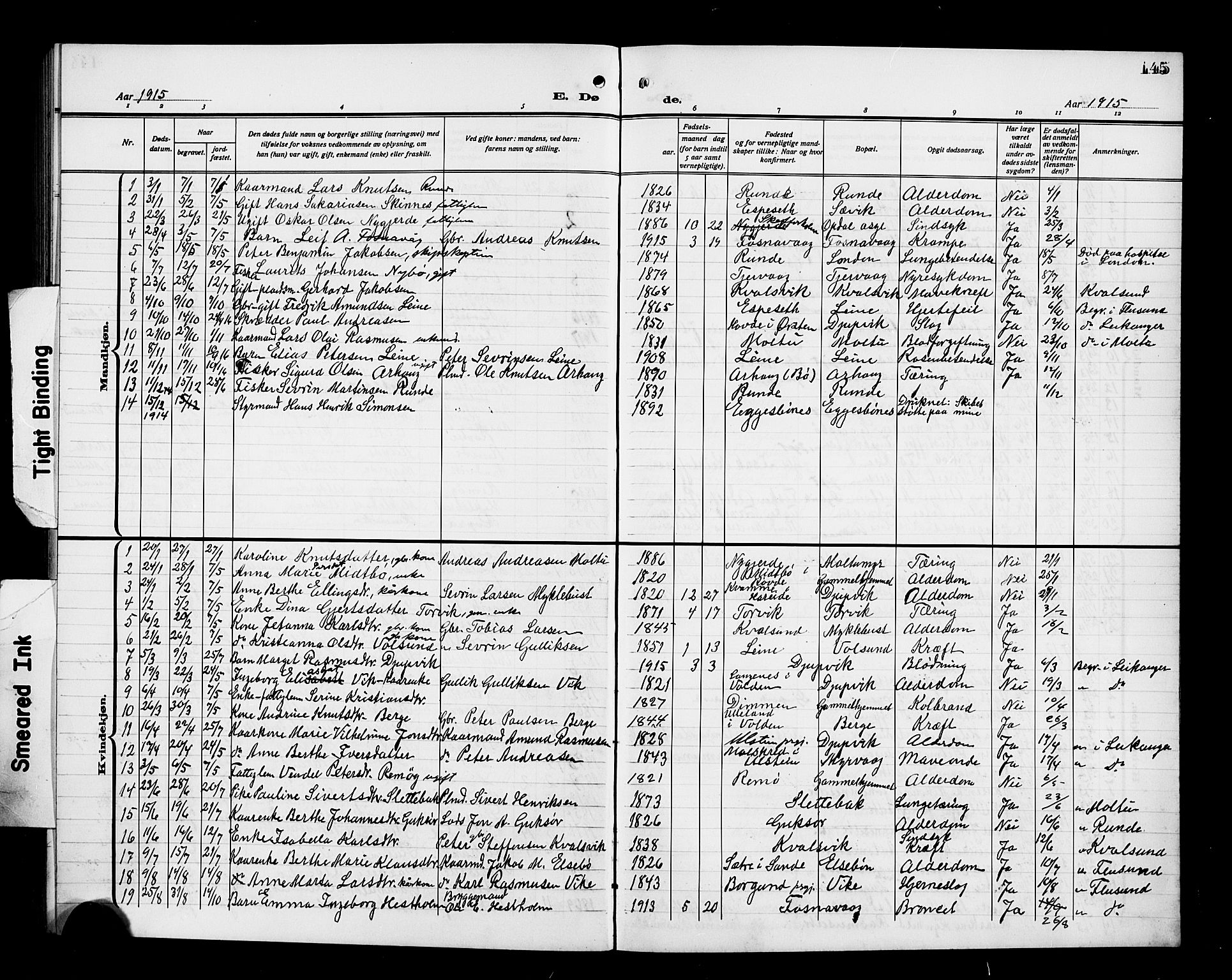 Ministerialprotokoller, klokkerbøker og fødselsregistre - Møre og Romsdal, AV/SAT-A-1454/507/L0083: Parish register (copy) no. 507C06, 1912-1919, p. 145