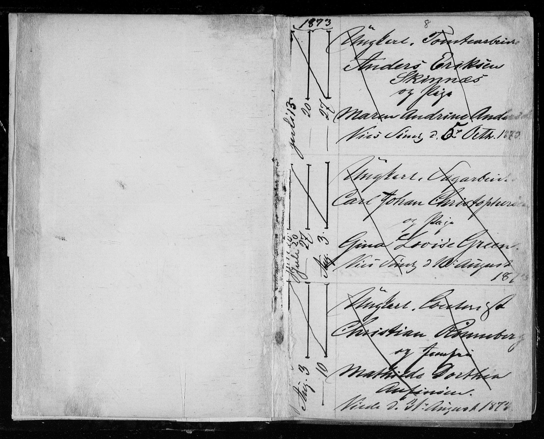 Bragernes kirkebøker, AV/SAKO-A-6/H/Ha/L0006: Banns register no. 6, 1873-1896