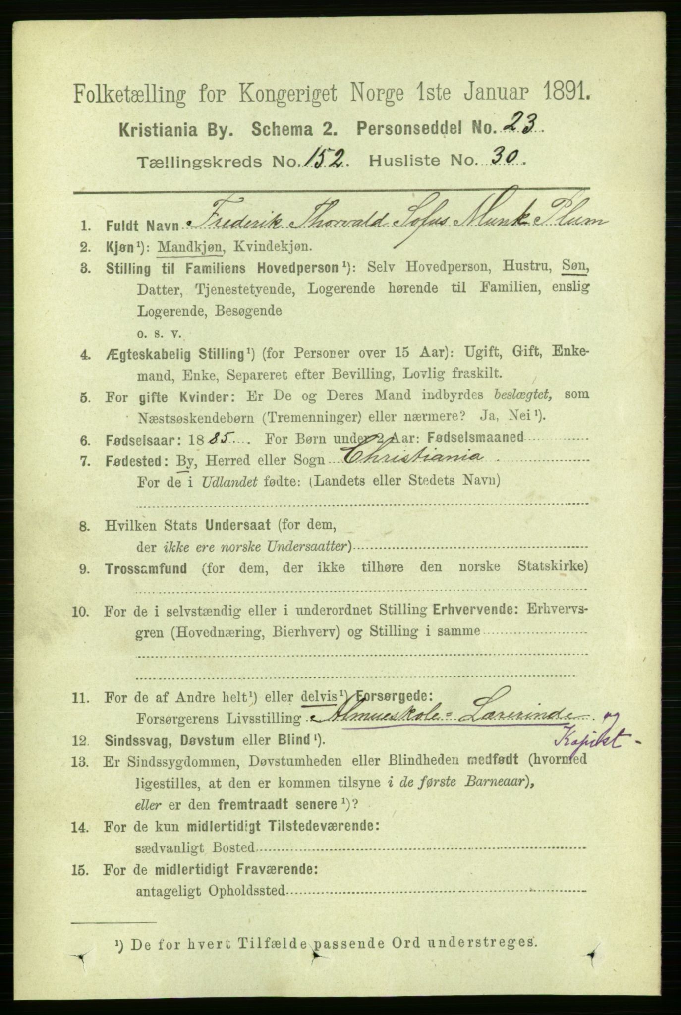 RA, 1891 census for 0301 Kristiania, 1891, p. 86204