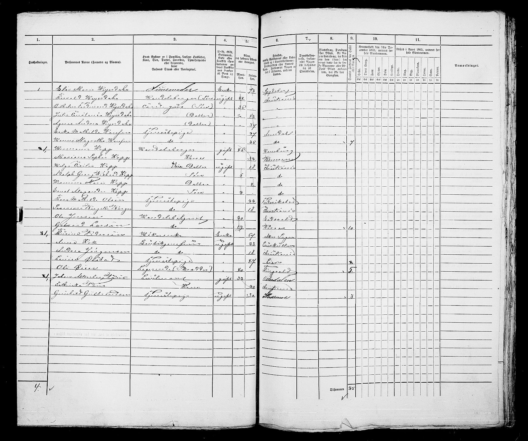 RA, 1865 census for Kristiania, 1865, p. 893