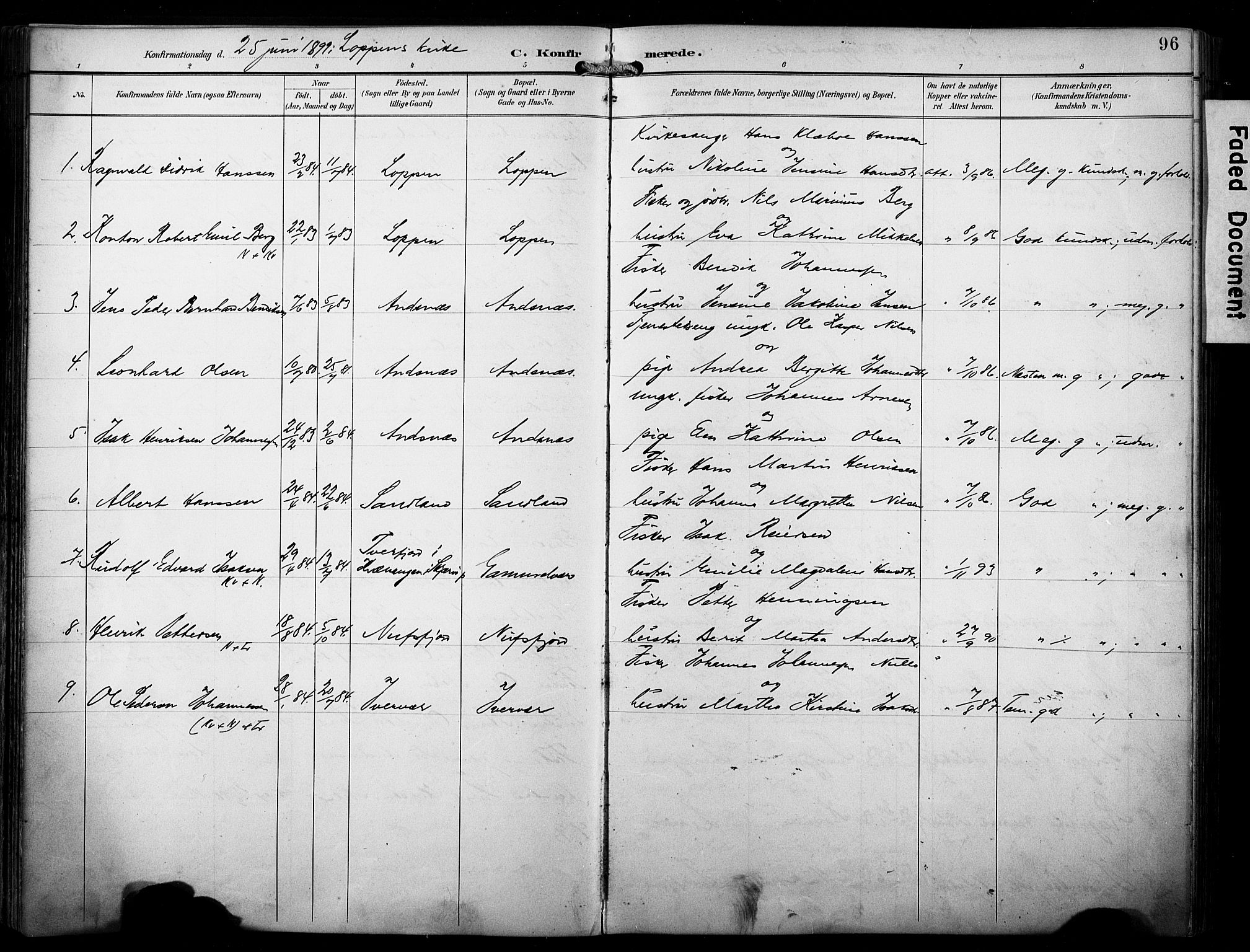 Loppa sokneprestkontor, SATØ/S-1339/H/Ha/L0009kirke: Parish register (official) no. 9, 1895-1909, p. 96