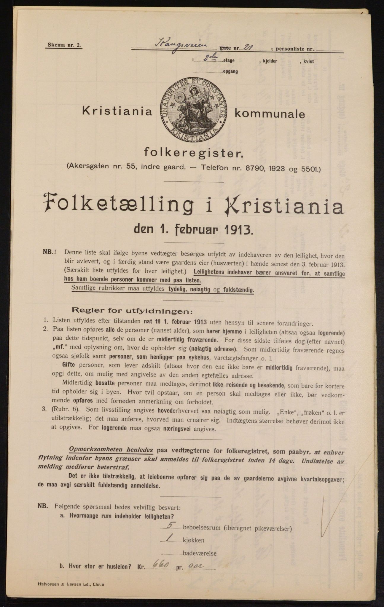 OBA, Municipal Census 1913 for Kristiania, 1913, p. 52715