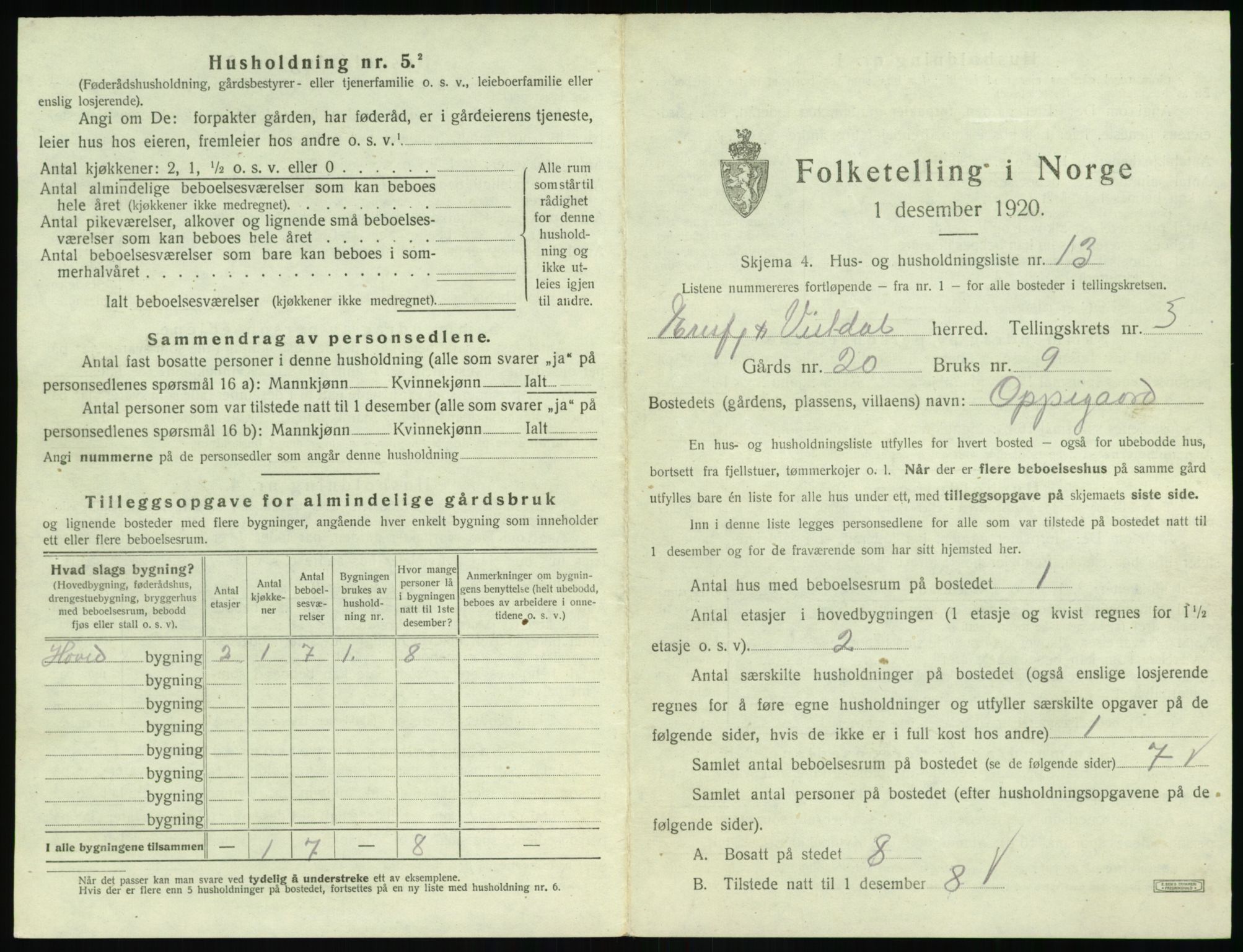 SAT, 1920 census for Eresfjord og Vistdal, 1920, p. 257