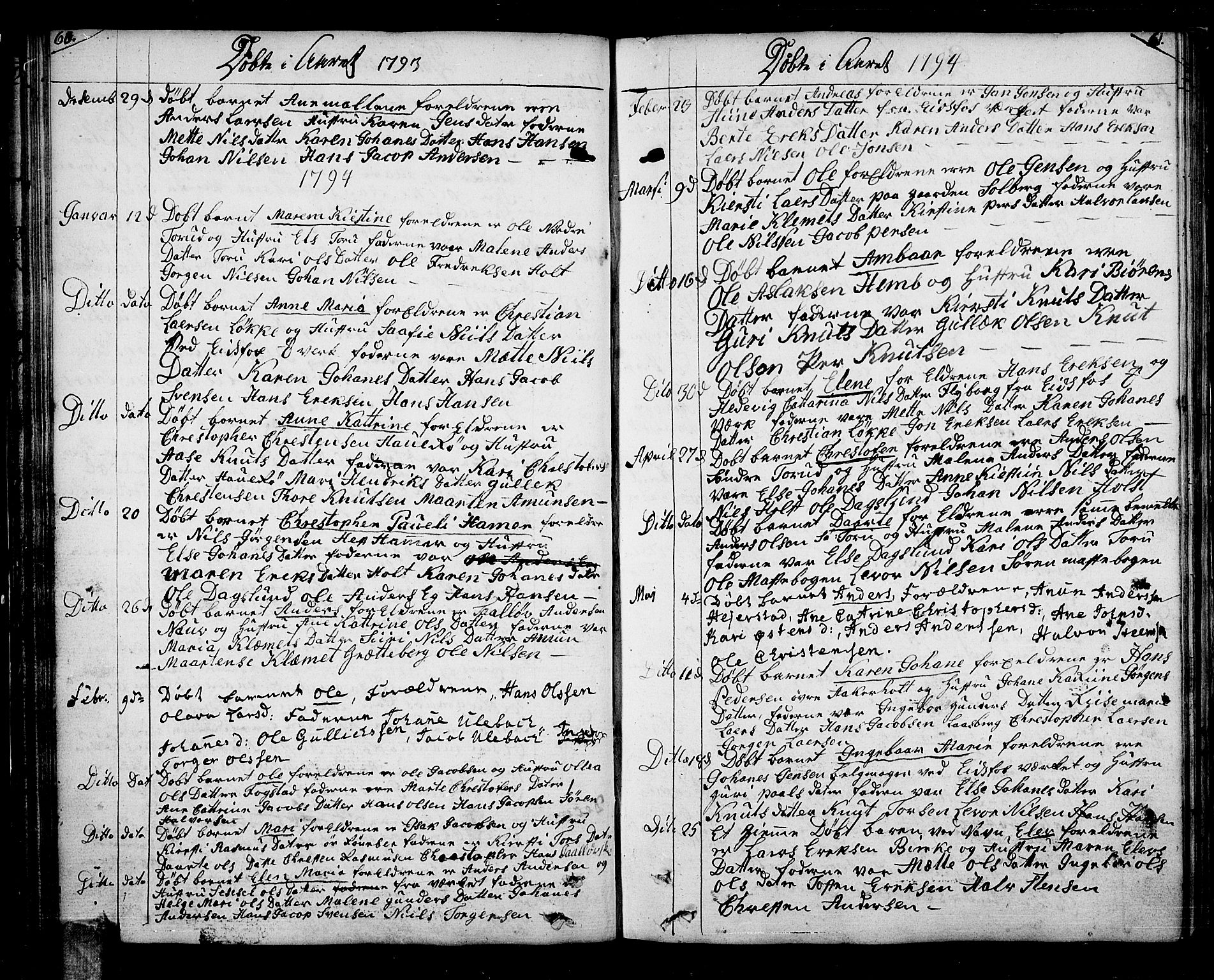 Hof kirkebøker, SAKO/A-64/F/Fa/L0003: Parish register (official) no. I 3, 1782-1814, p. 60-61