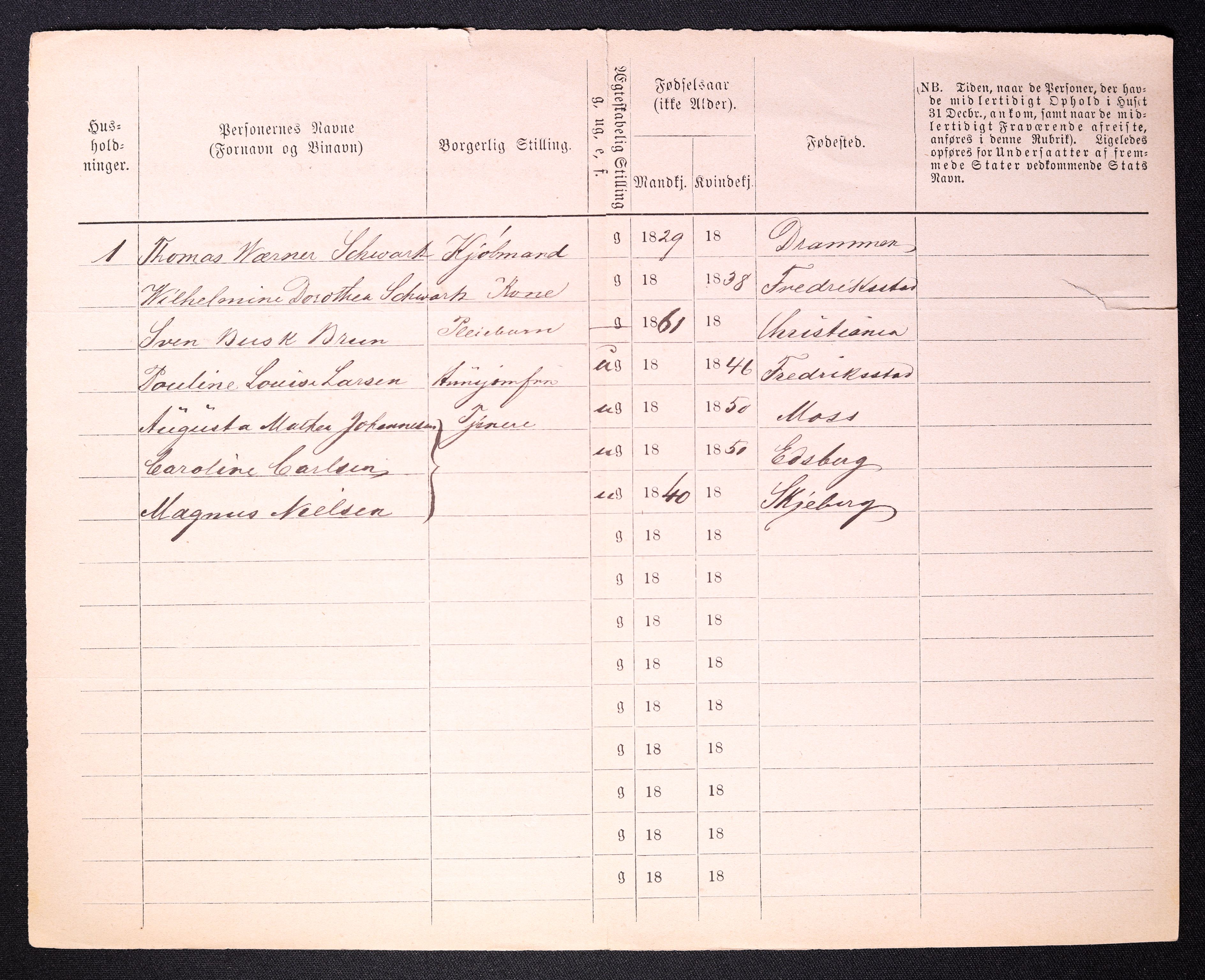 RA, 1870 census for 0103 Fredrikstad, 1870, p. 1020