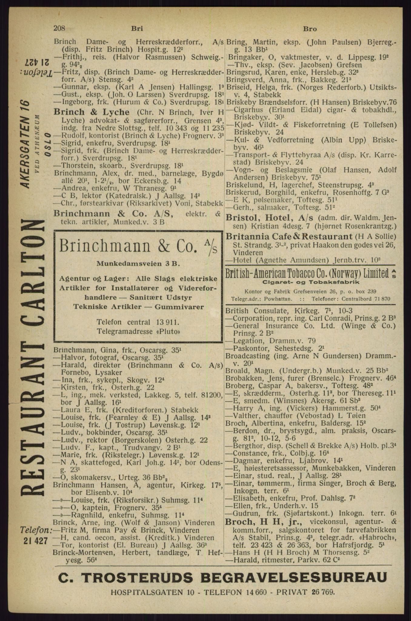 Kristiania/Oslo adressebok, PUBL/-, 1927, p. 208