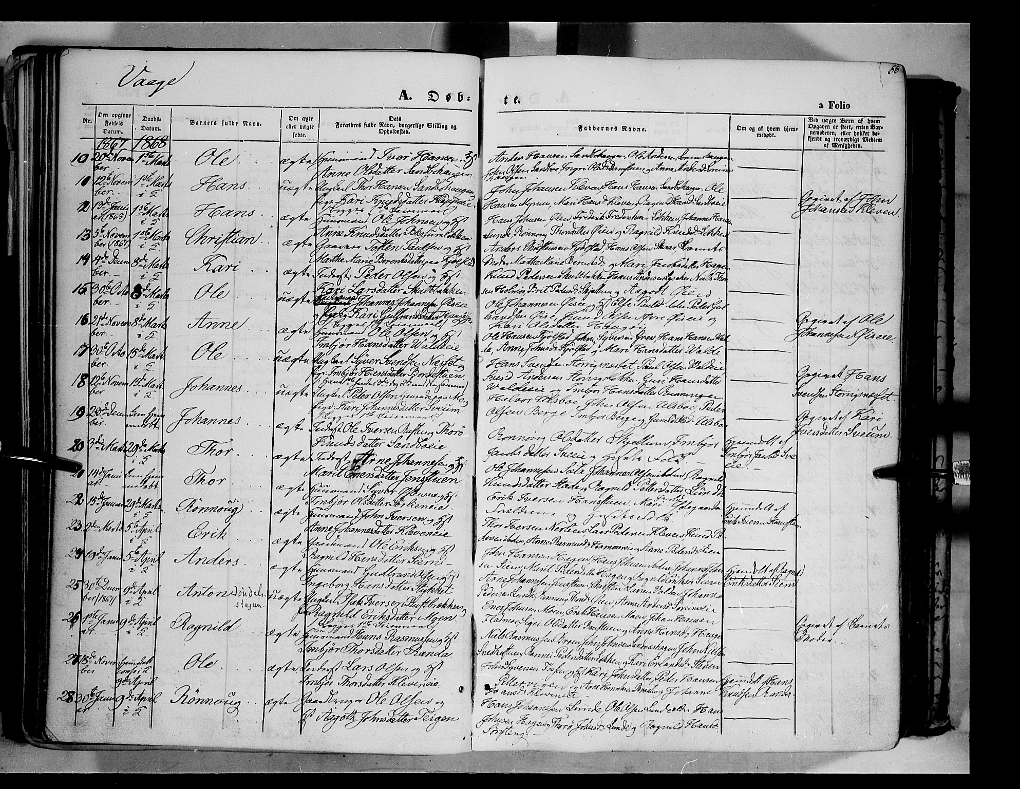 Vågå prestekontor, SAH/PREST-076/H/Ha/Haa/L0006: Parish register (official) no. 6 /1, 1856-1872, p. 66