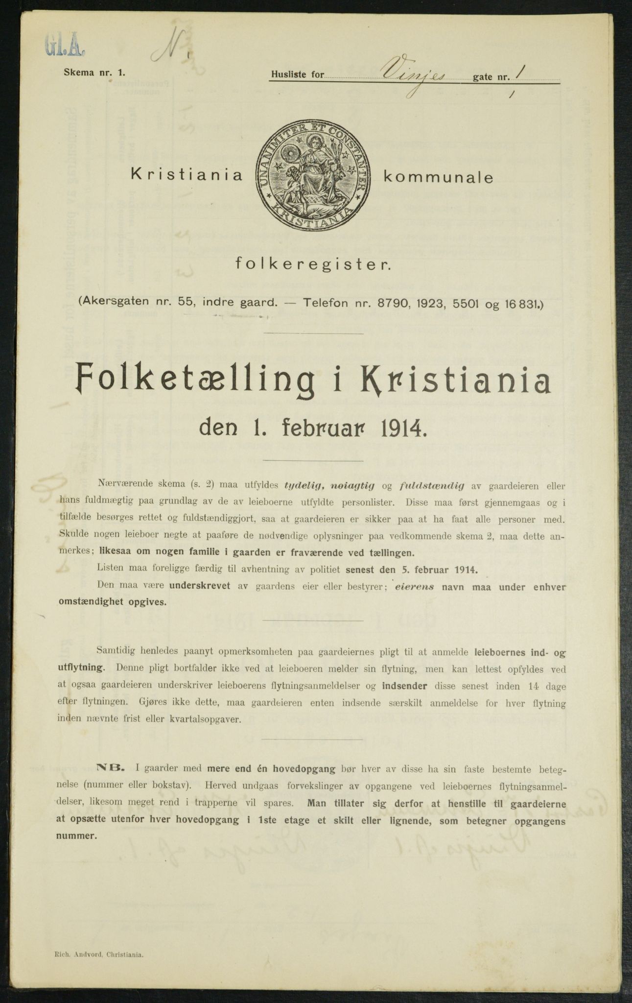 OBA, Municipal Census 1914 for Kristiania, 1914, p. 124740